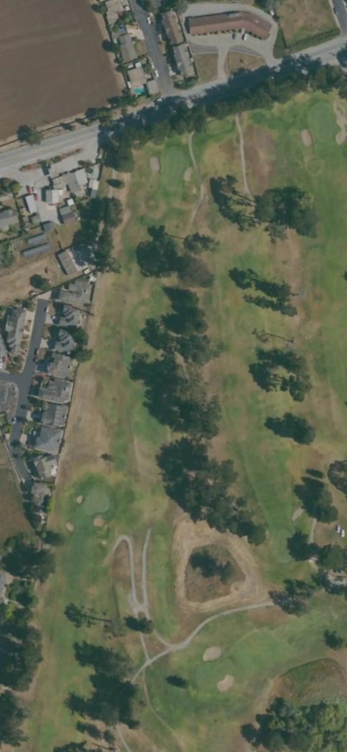 Pajaro Valley GC hole 18 aerial preview, par 4, 376 yards