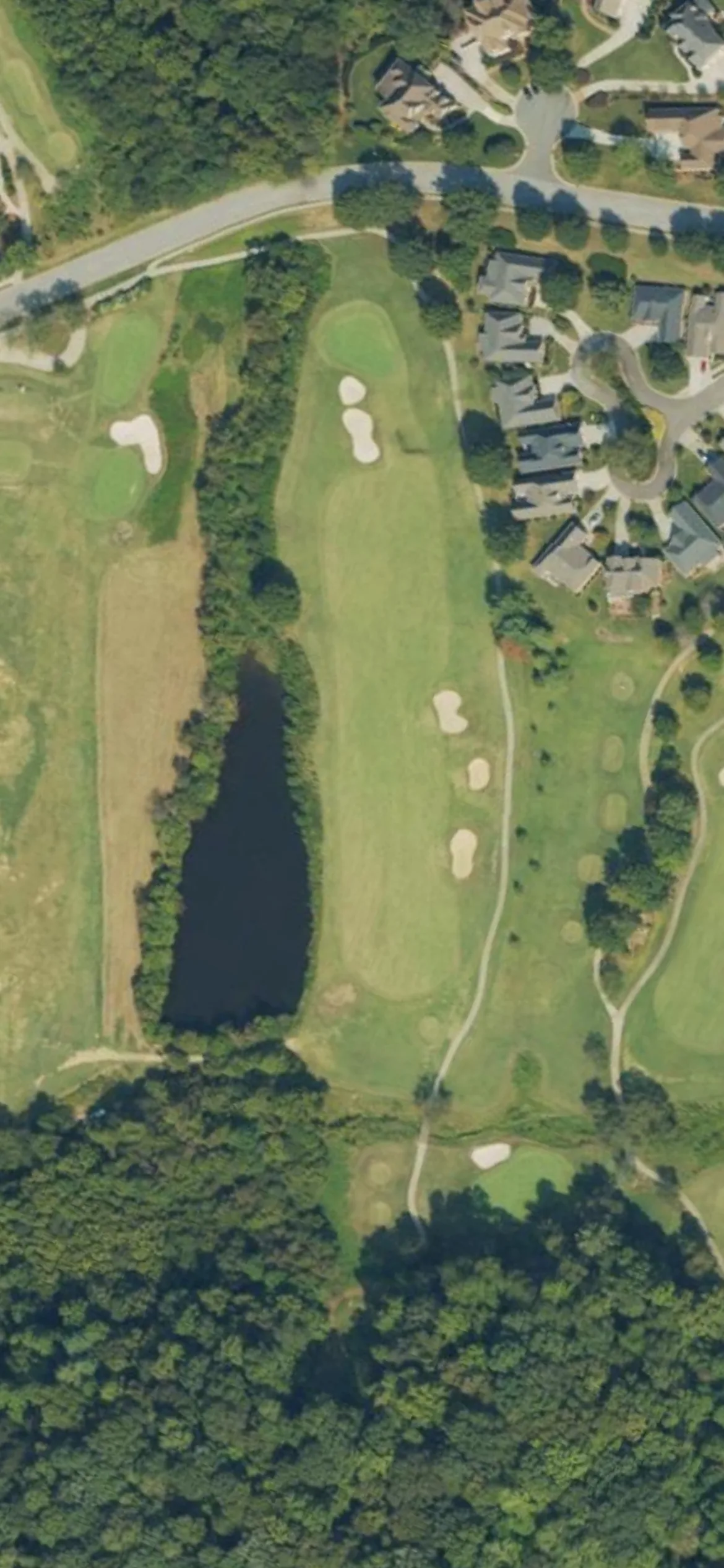 Salem Glen CC hole 18 aerial preview, par 4, 398 yards