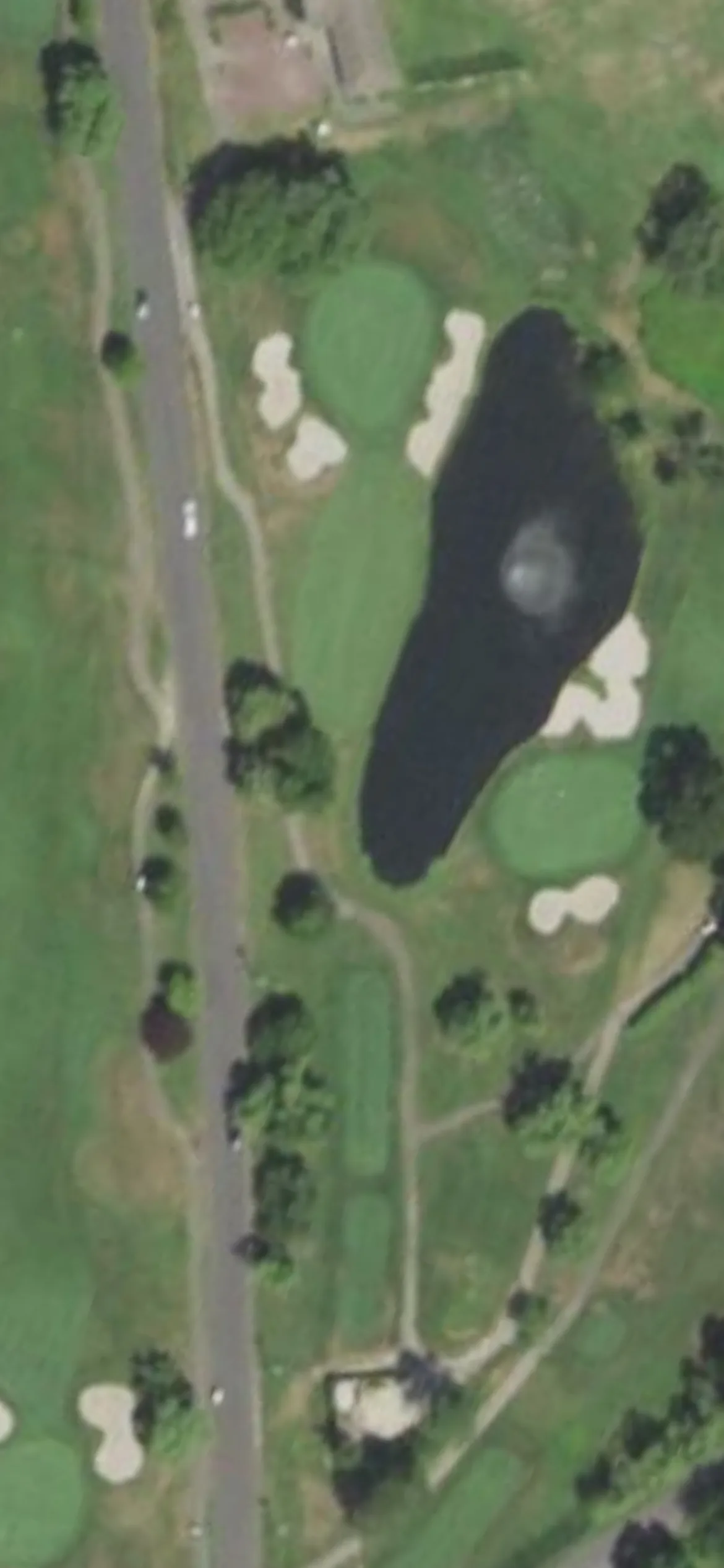 Lawrence Yacht & Country Club hole 9 aerial preview, par 3, 198 yards