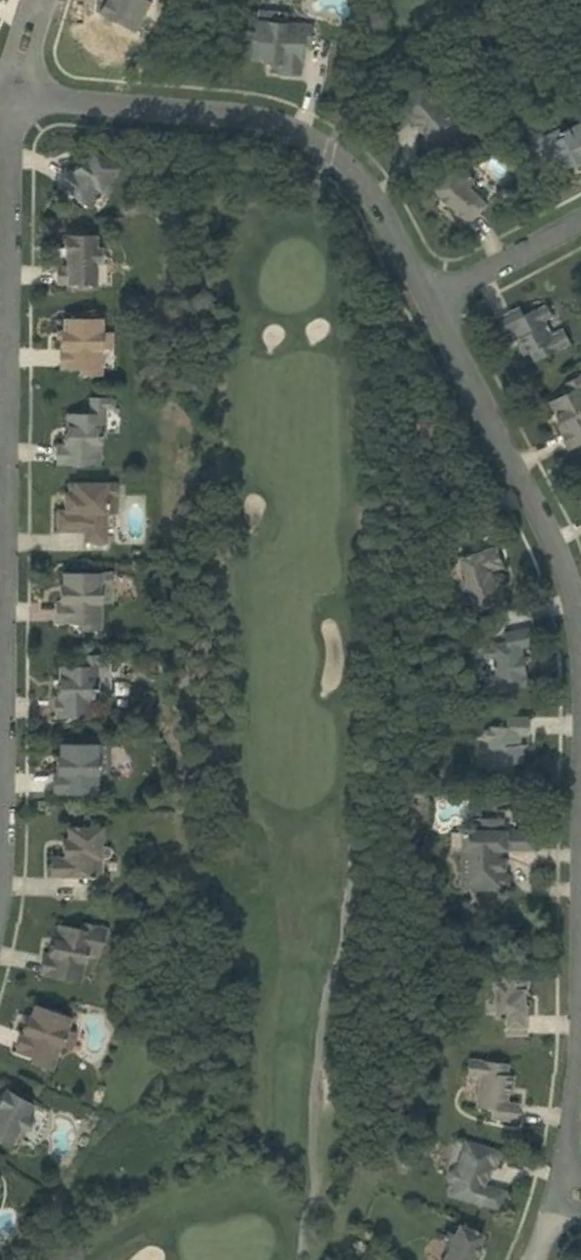 Harbor Pines GC hole 14 aerial preview, par 4, 328 yards
