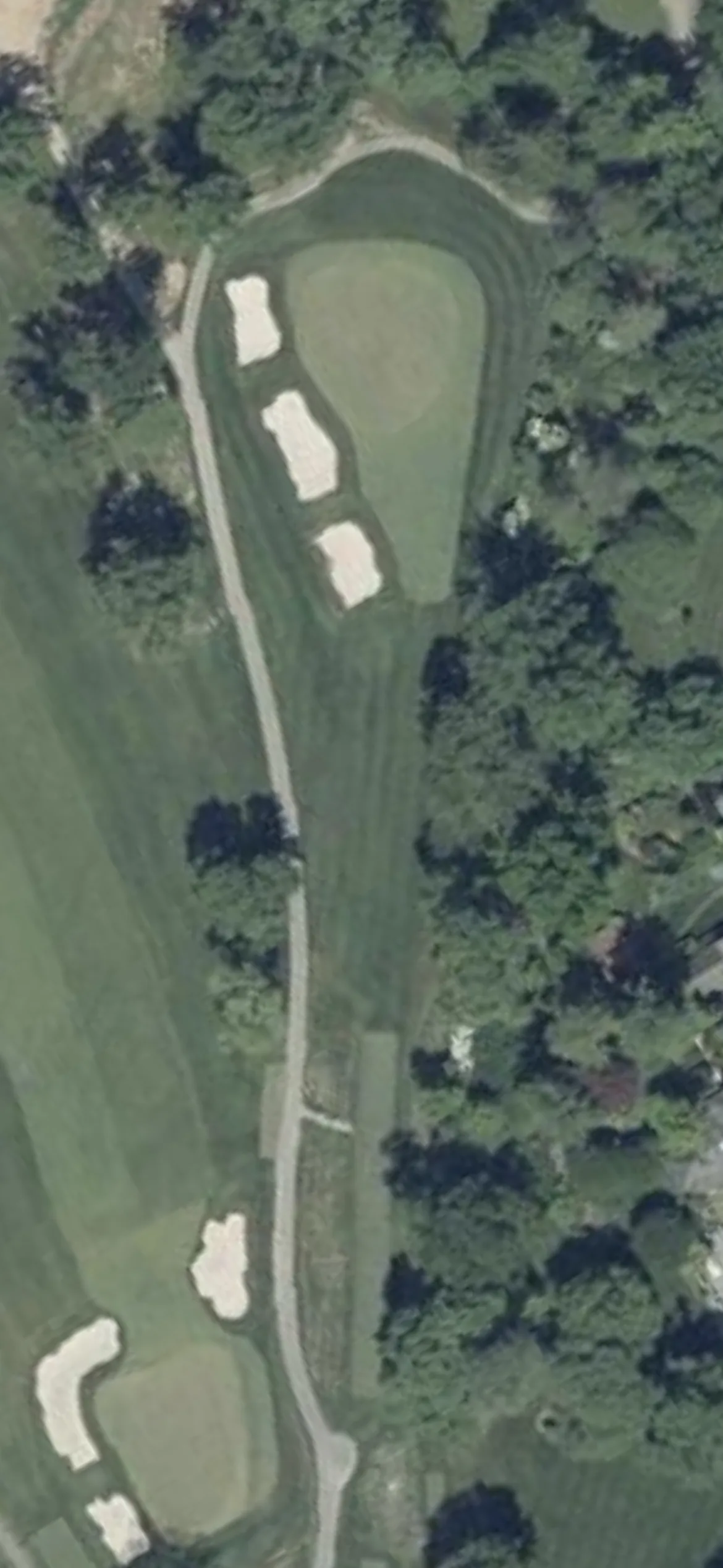 Green Spring Valley Hunt Club hole 5 aerial preview, par 3, 190 yards