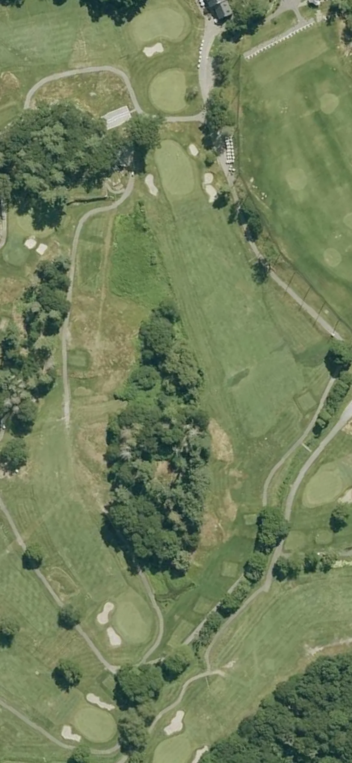 Brookline Golf Course hole 9 aerial preview, par 4, 395 yards