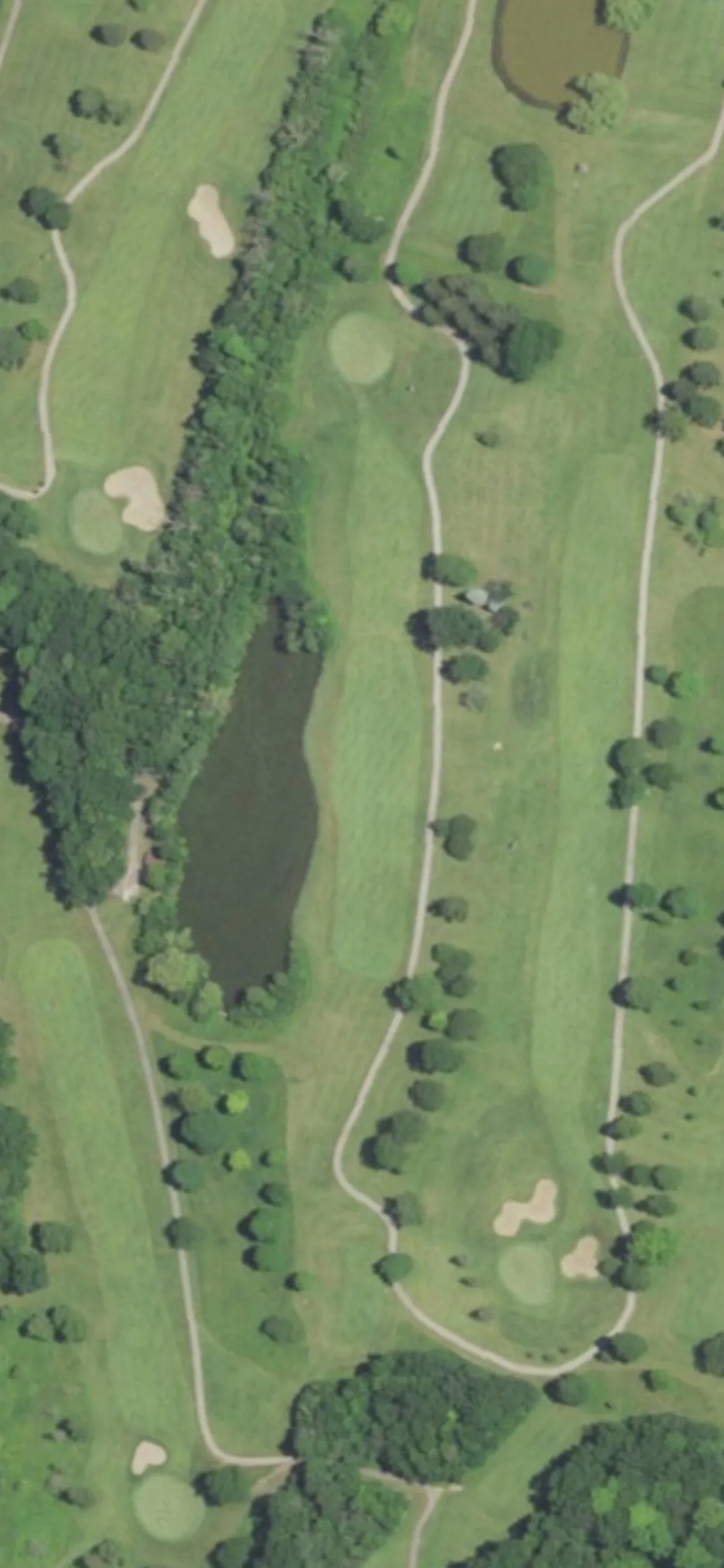 Oakwood Park Golf Course hole 7 aerial preview, par 4, 424 yards
