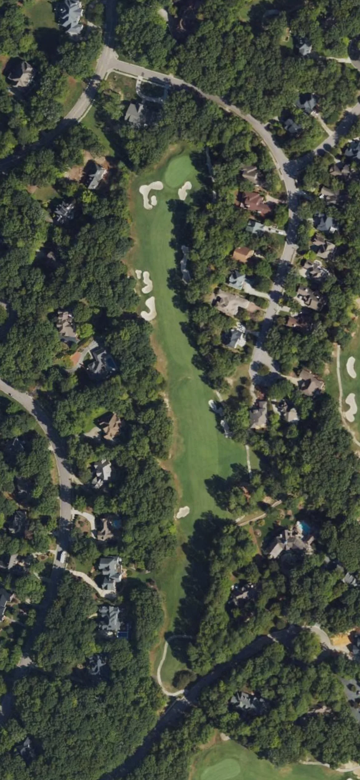 Treyburn CC hole 15 aerial preview, par 5, 532 yards