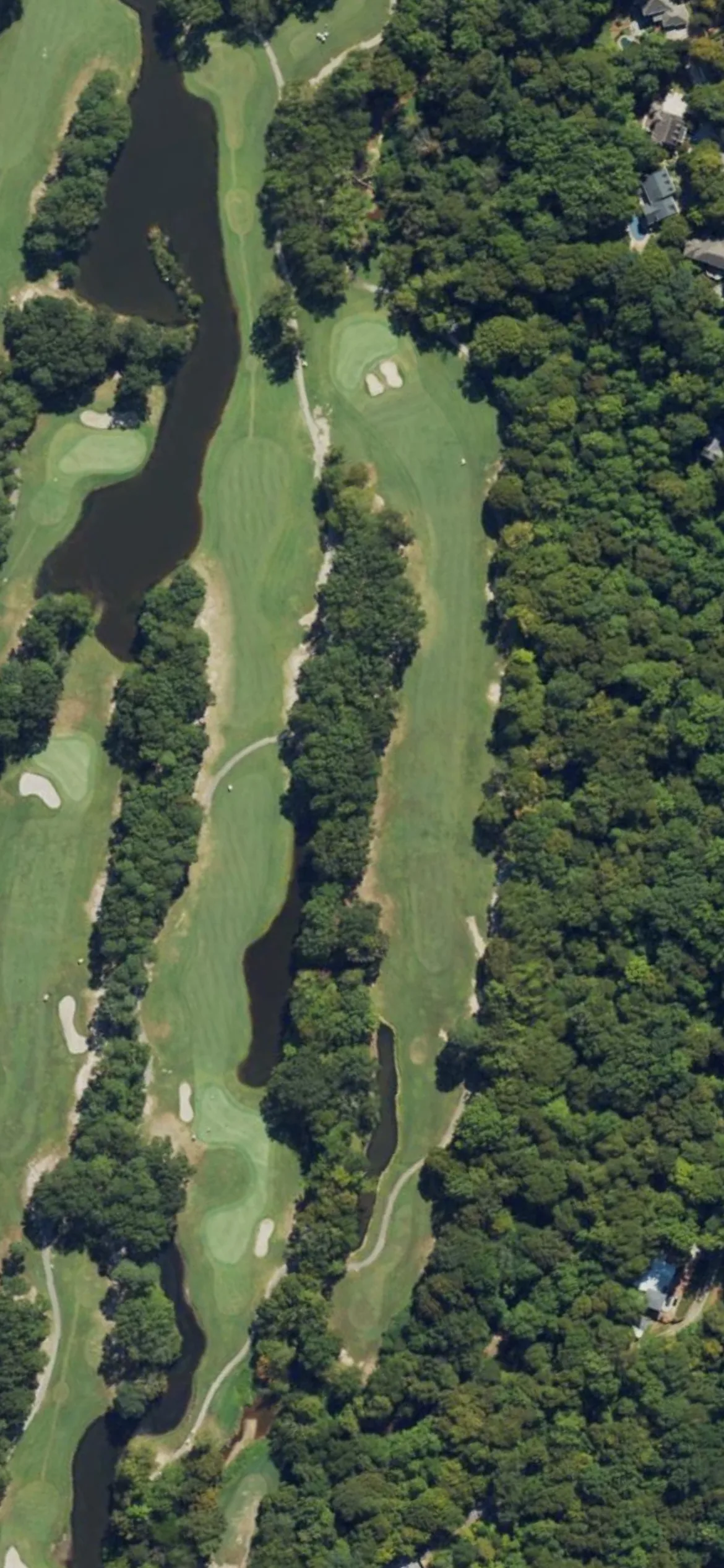 Lochmere GC hole 12 aerial preview, par 5, 491 yards