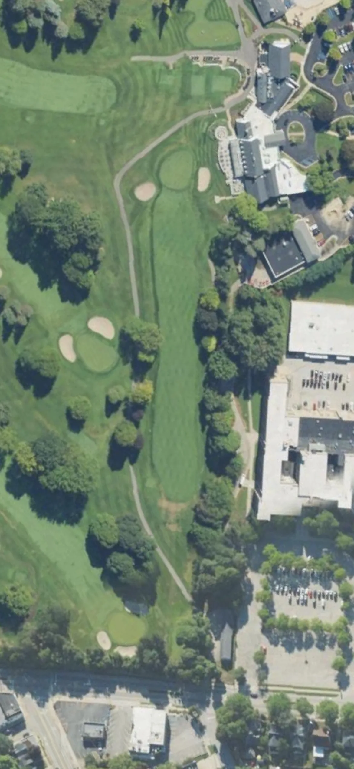 Kent Country Club hole 18 aerial preview, par 4, 357 yards