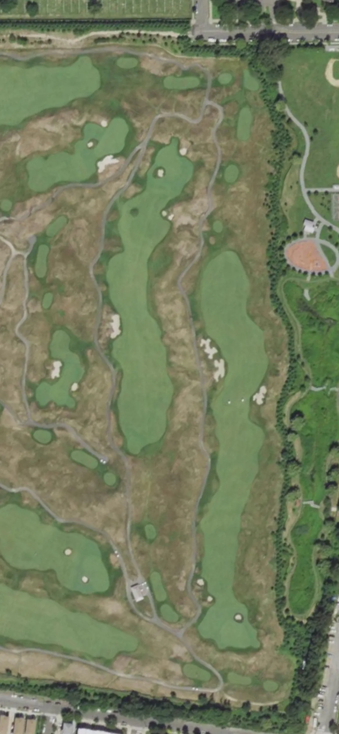 Bally's Golf Links at Ferry Point hole 5 aerial preview, par 4, 458 yards