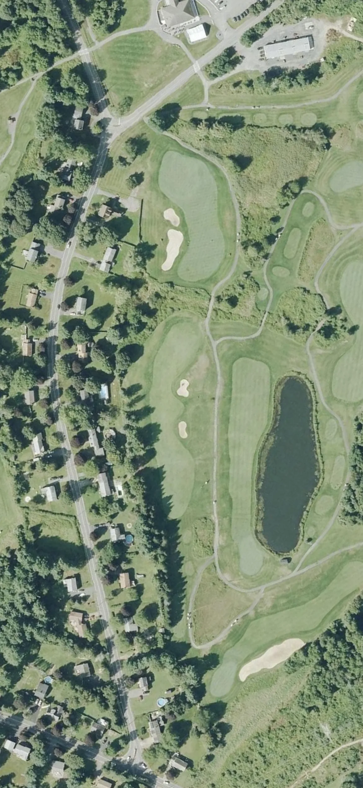 Olde Scotland Links hole 18 aerial preview, par 5, 523 yards