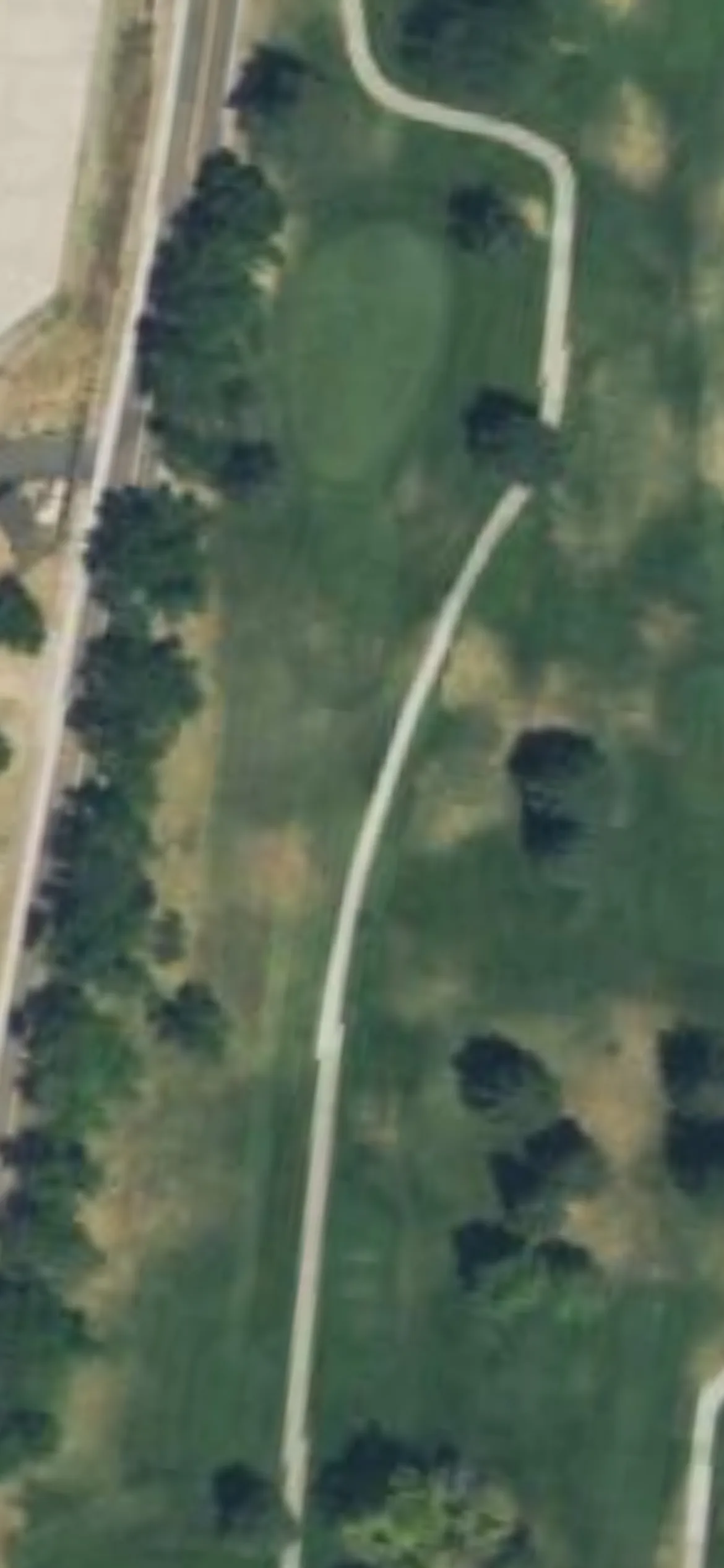 Hubbard GC at Hill AFB hole 17 aerial preview, par 3, 149 yards