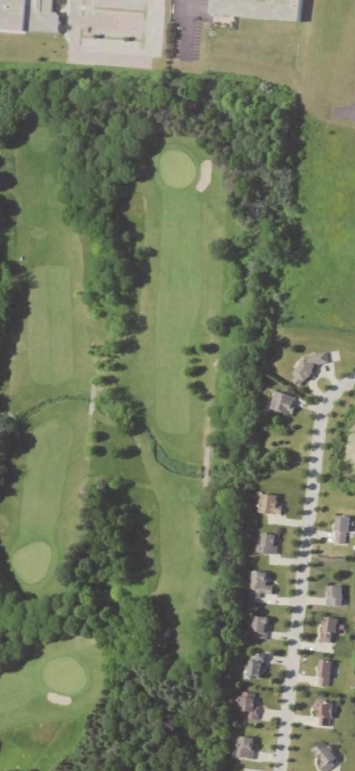 Dretzka Park GC hole 2 aerial preview, par 4, 419 yards