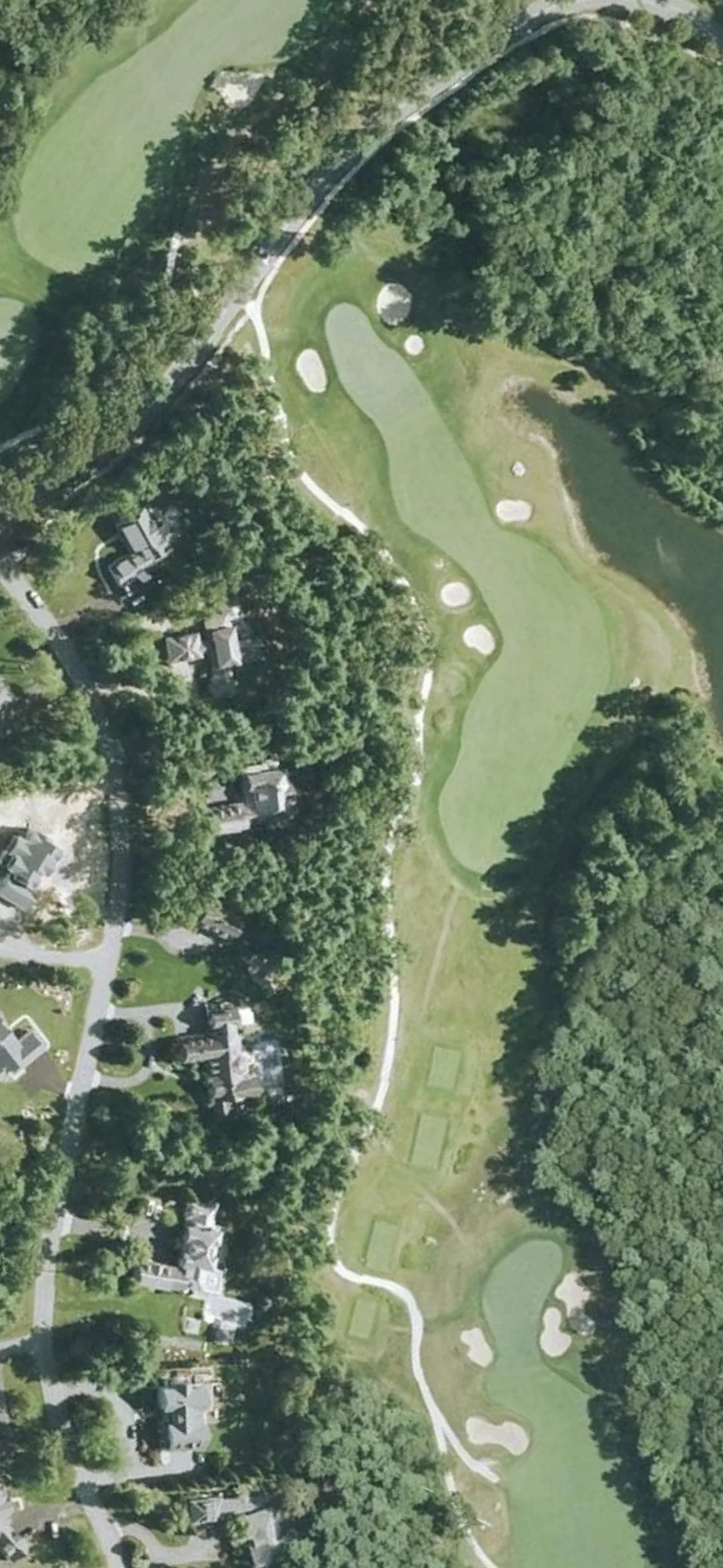 Bay Club at Mattapoisett hole 16 aerial preview, par 4, 398 yards