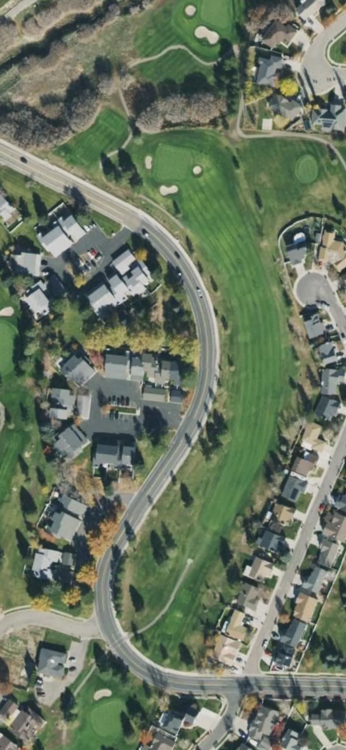 Glenmoor GC hole 12 aerial preview, par 4, 380 yards