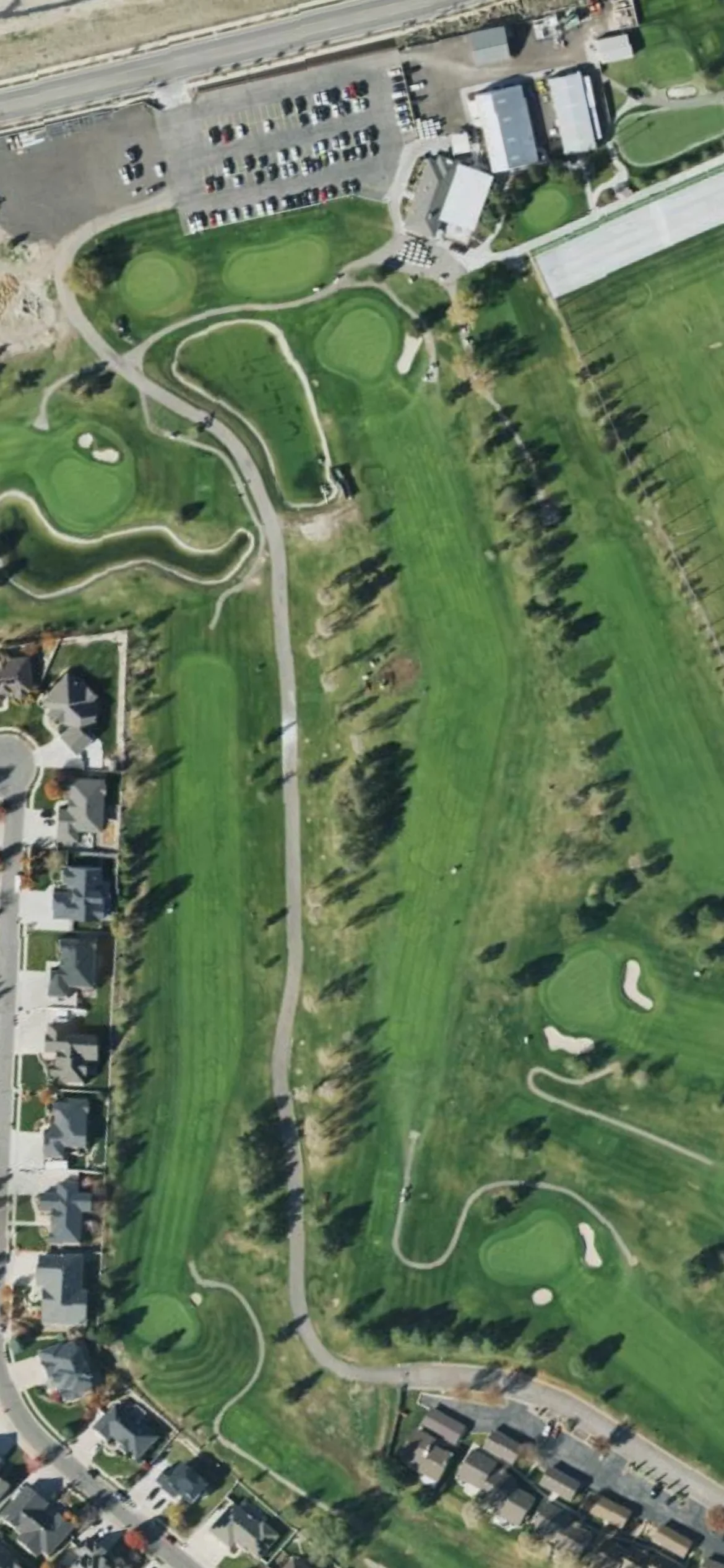 Glenmoor GC hole 9 aerial preview, par 4, 425 yards