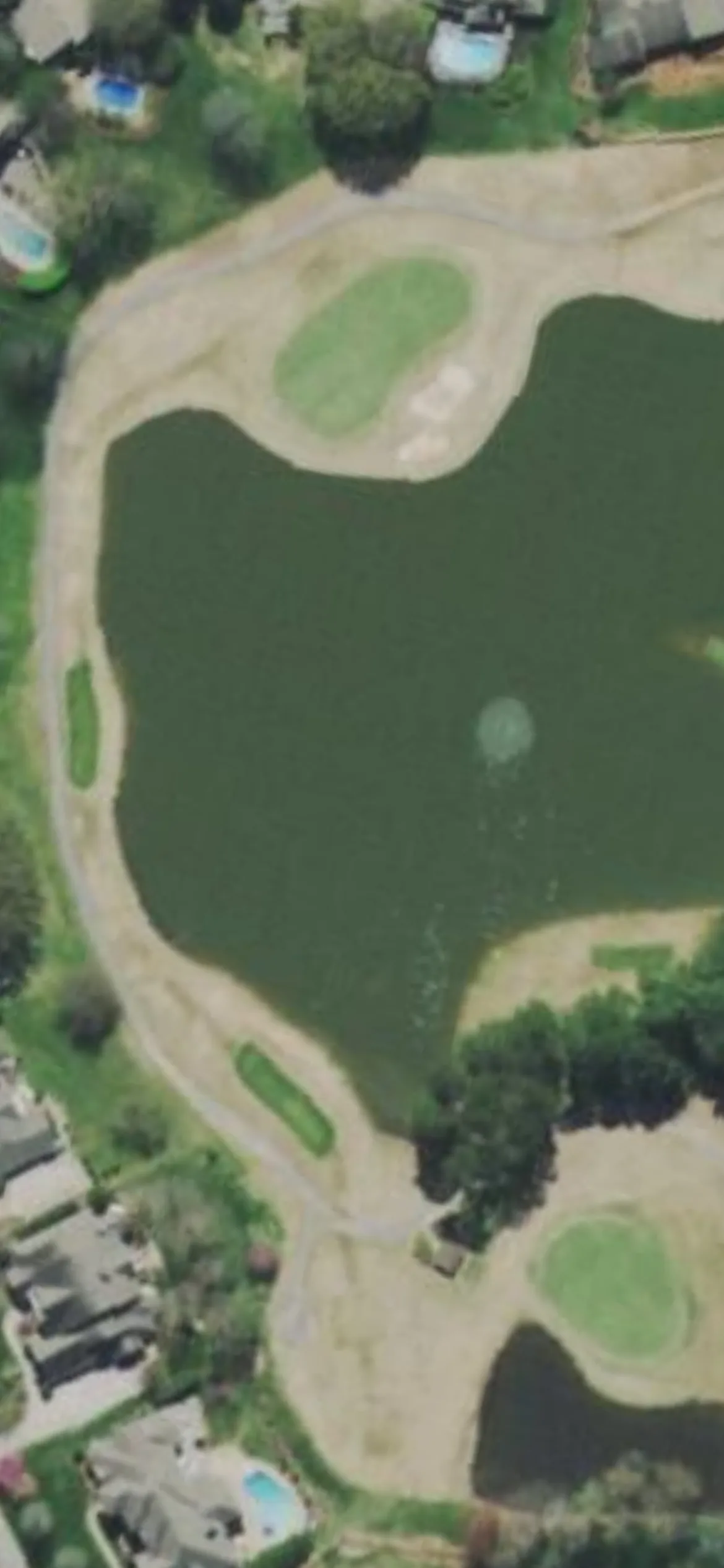 Fox Den Country Club hole 16 aerial preview, par 3, 214 yards