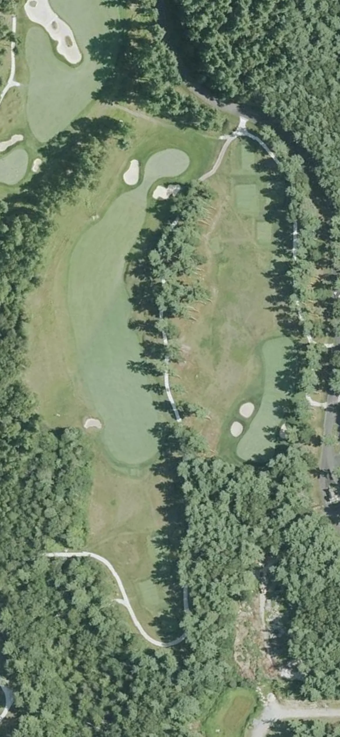 Bay Club at Mattapoisett hole 13 aerial preview, par 4, 426 yards