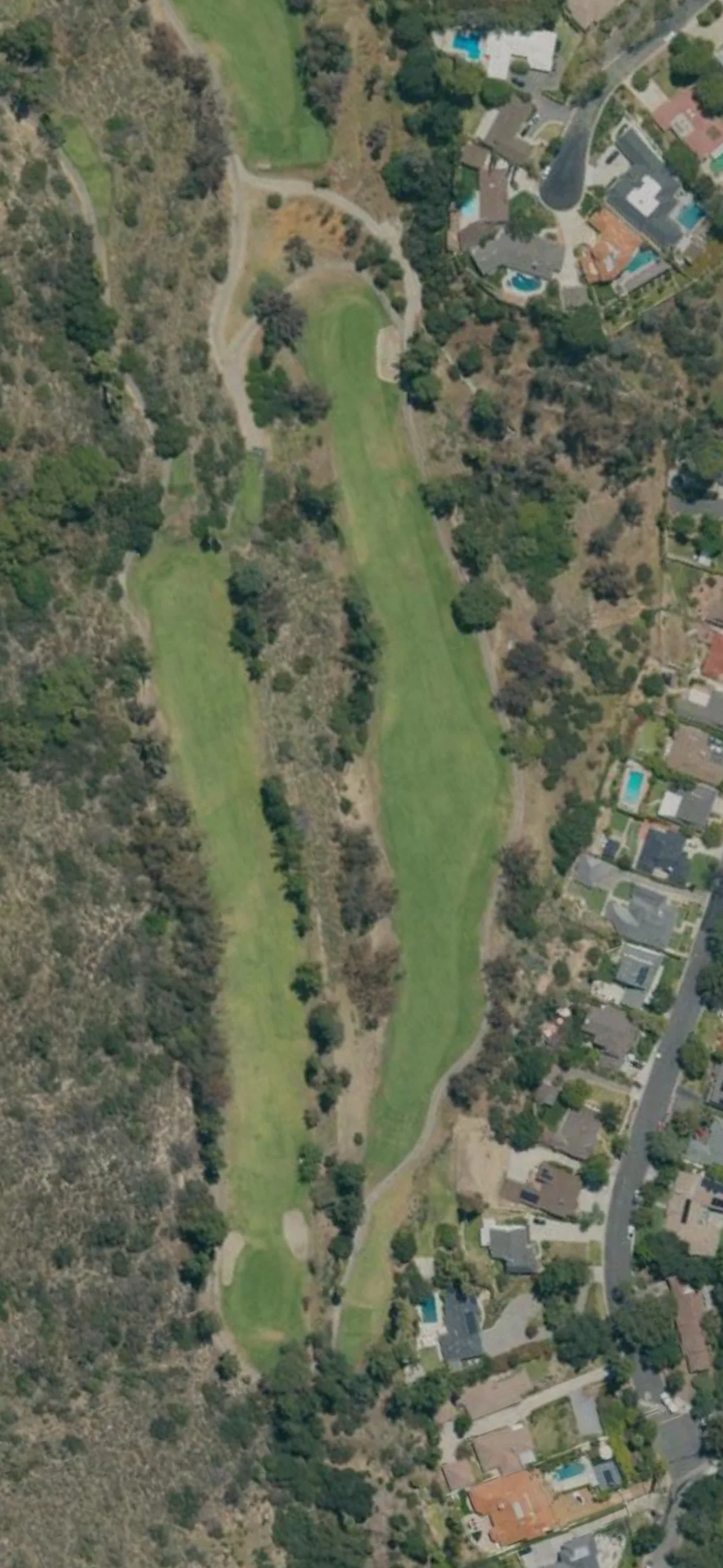 La Canada Flintridge Country Club hole 13 aerial preview, par 4, 401 yards