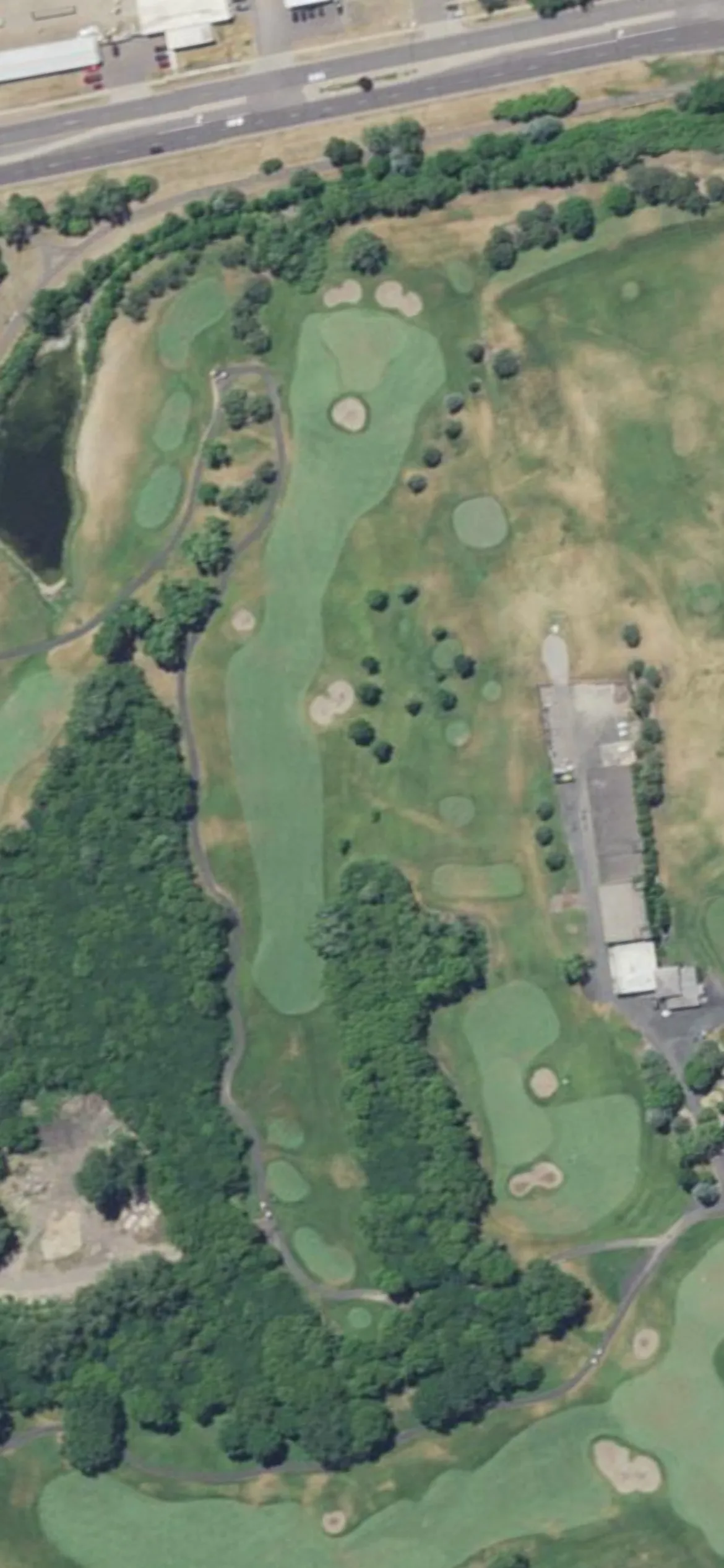 Edinburgh USA hole 10 aerial preview, par 4, 383 yards