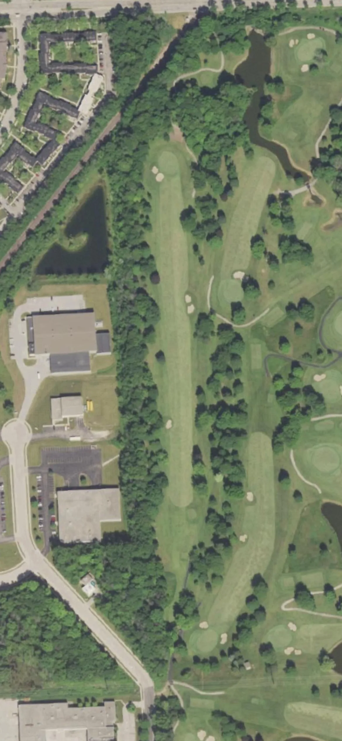 The Wisconsin Country Club hole 15 aerial preview, par 5, 607 yards