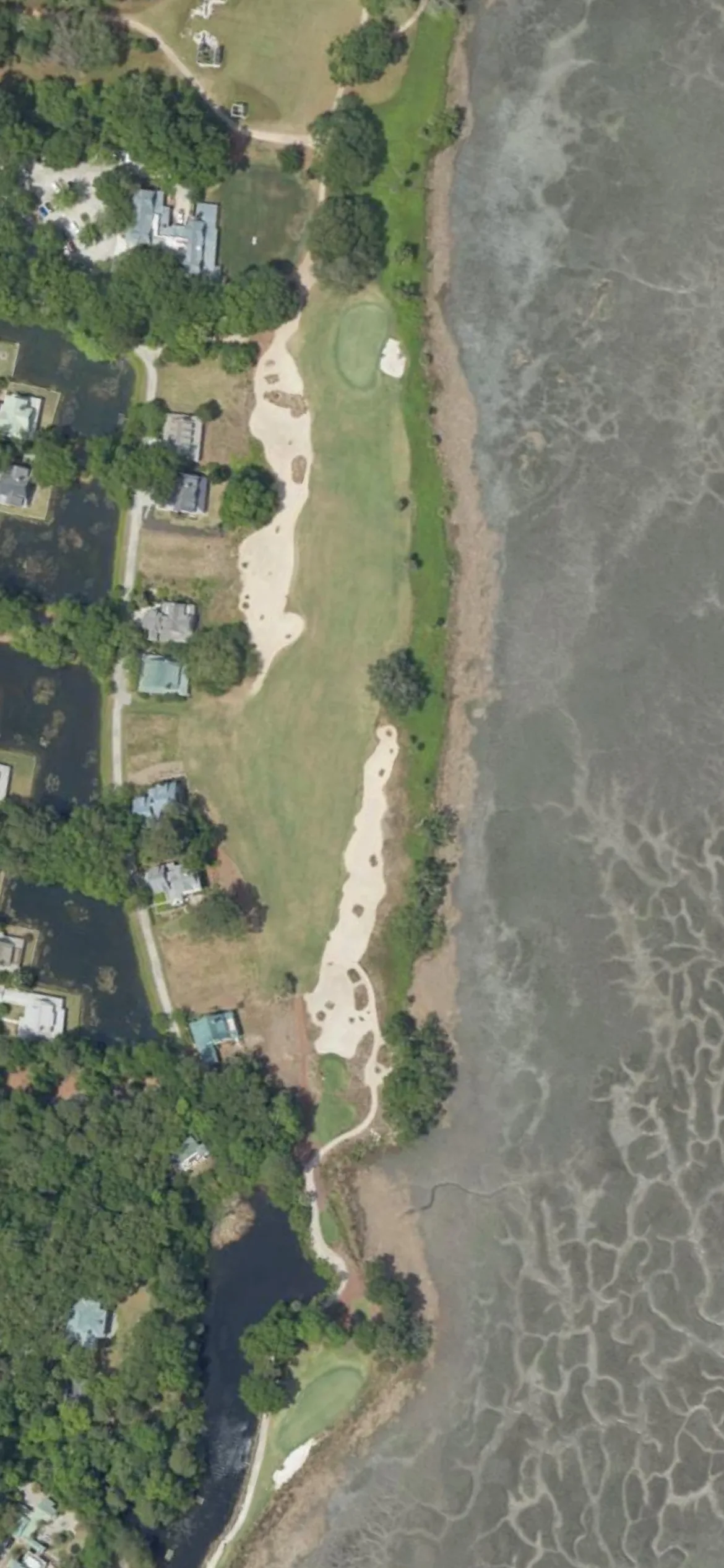 Old Tabby Links hole 18 aerial preview, par 4, 450 yards
