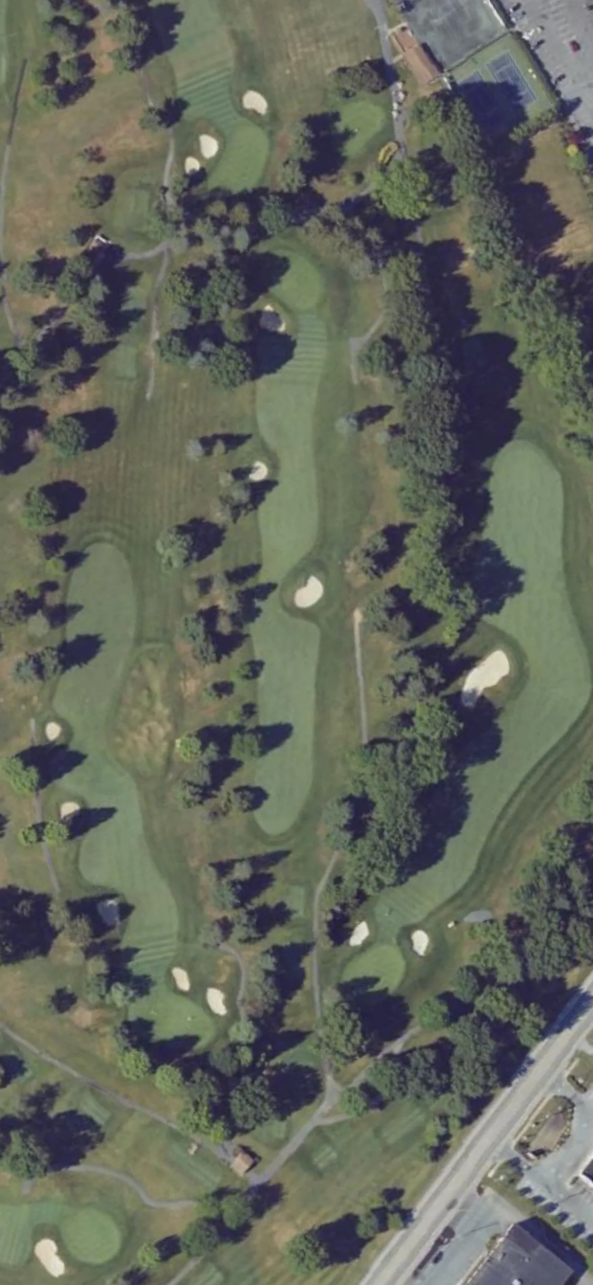 Colonial Golf & Tennis Club hole 9 aerial preview, par 4, 385 yards