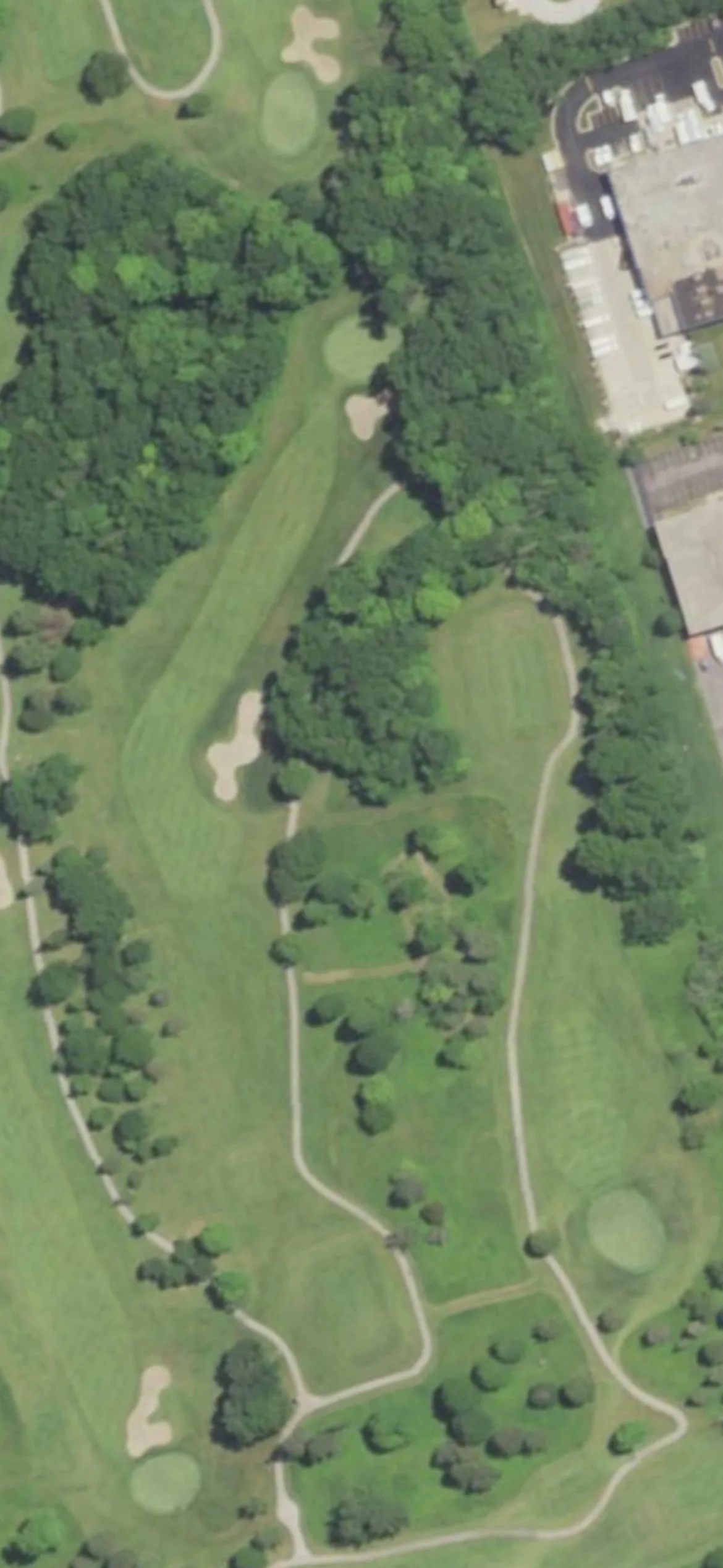 Oakwood Park Golf Course hole 12 aerial preview, par 4, 430 yards