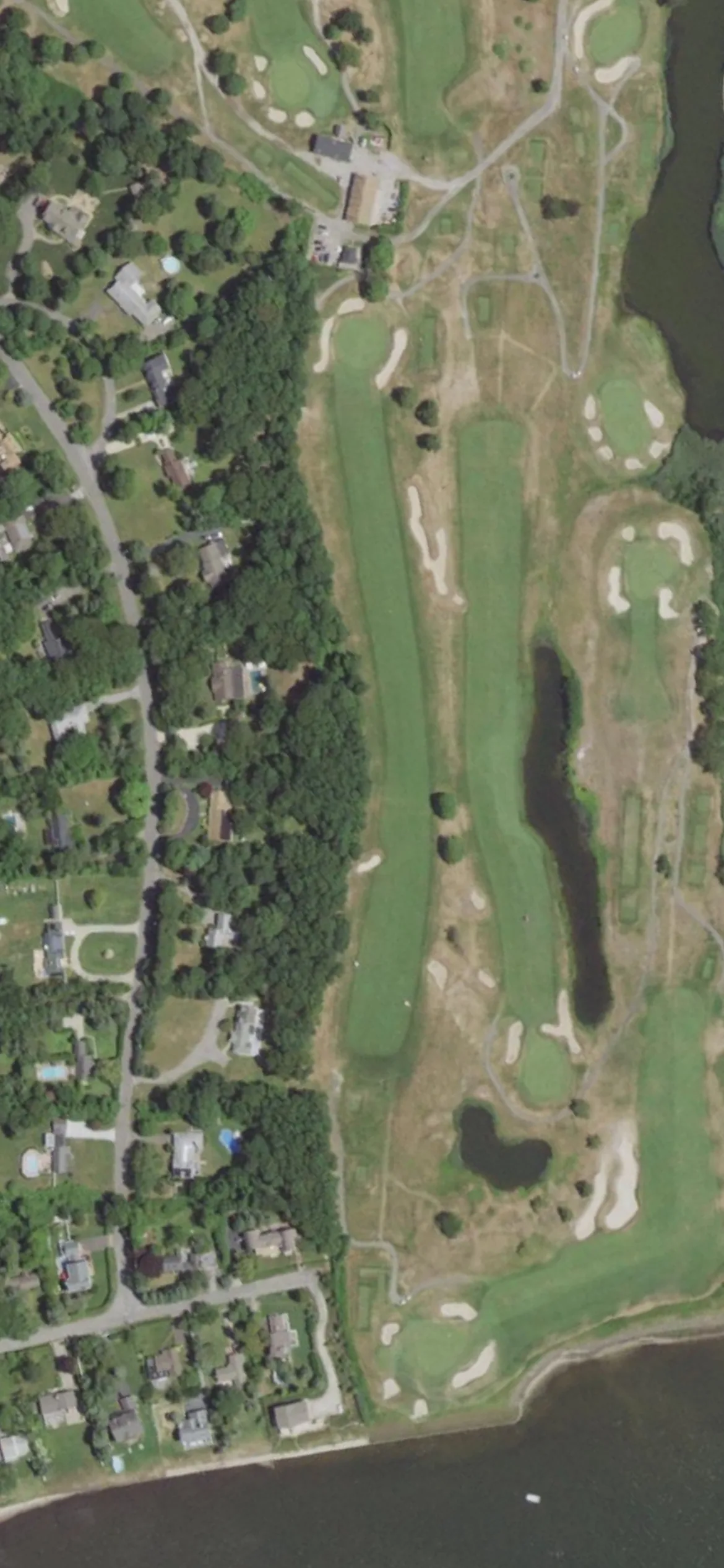 Bellport Golf Club hole 16 aerial preview, par 5, 570 yards