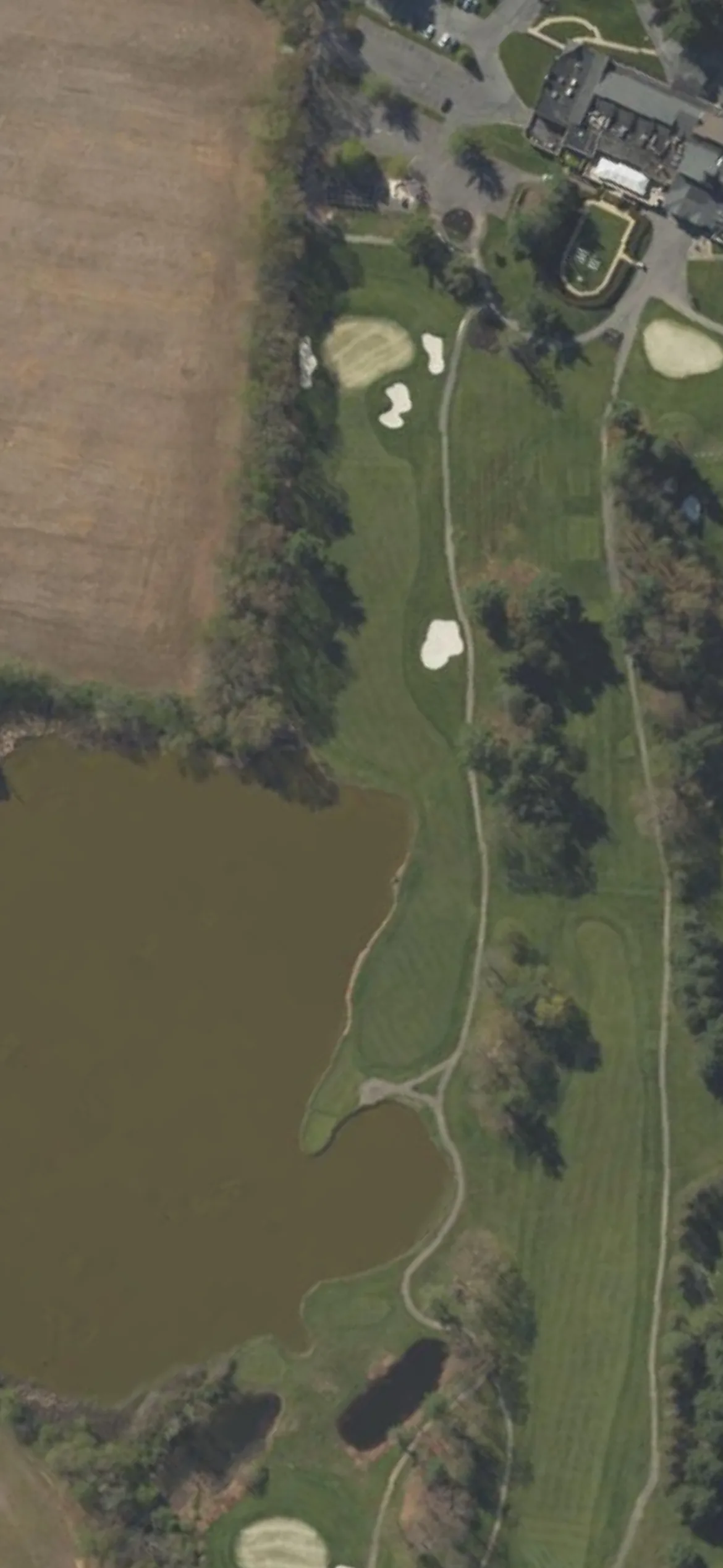 Toftrees Golf Resort hole 9 aerial preview, par 4, 392 yards