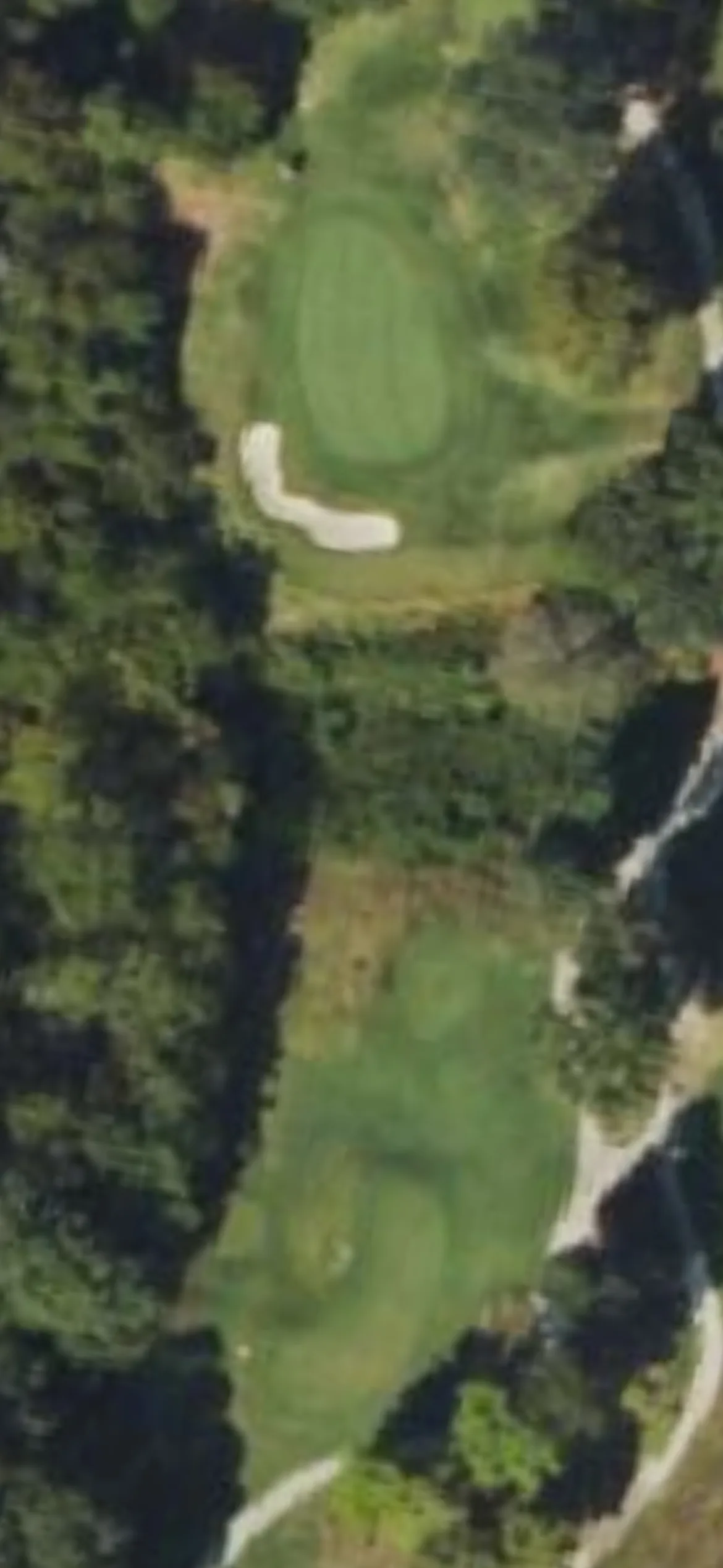Treyburn CC hole 13 aerial preview, par 3, 130 yards