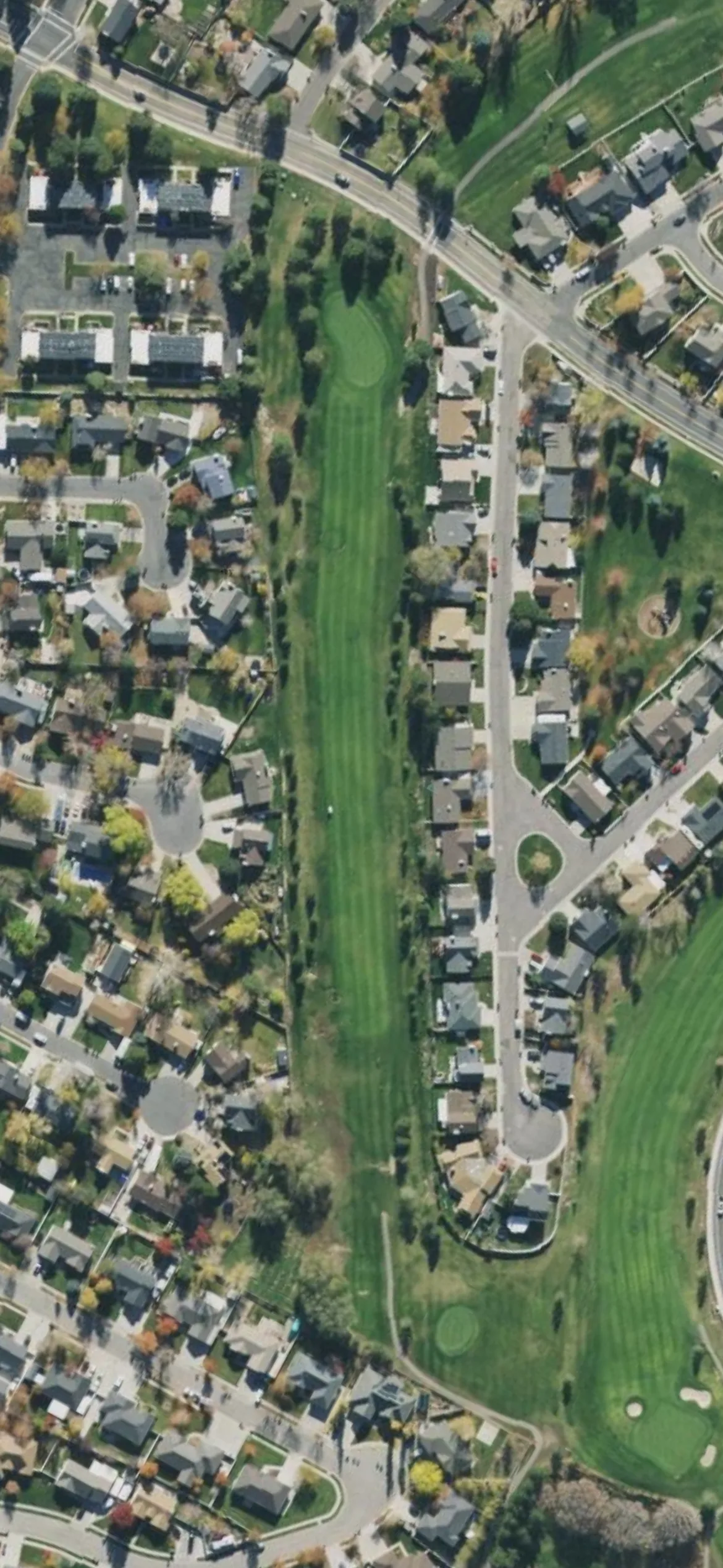 Glenmoor GC hole 14 aerial preview, par 4, 410 yards