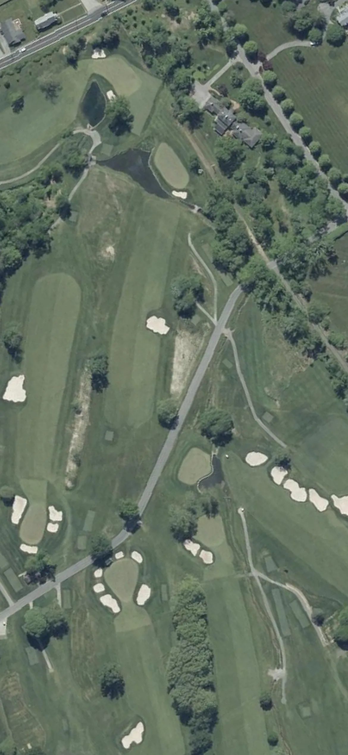 Green Spring Valley Hunt Club hole 12 aerial preview, par 4, 390 yards