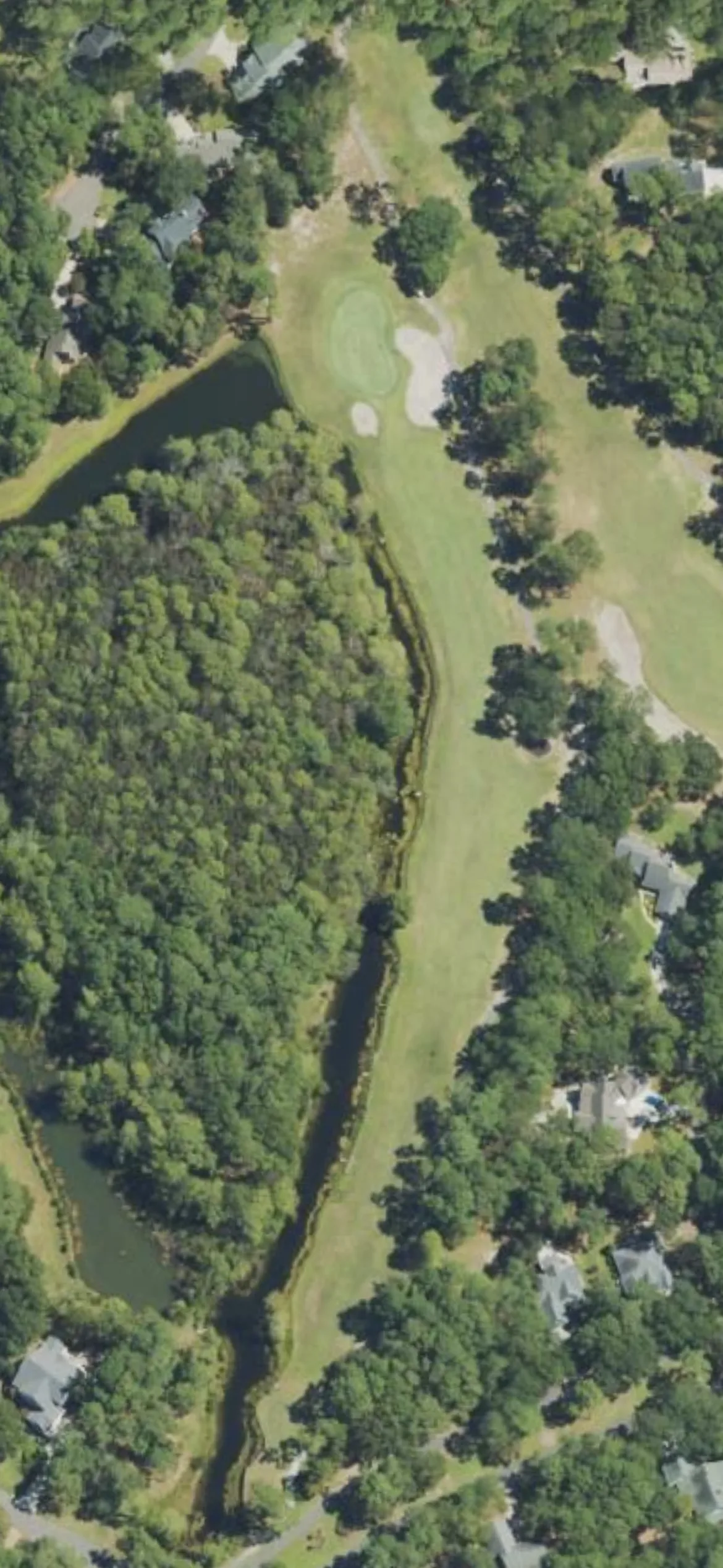 Lockwood Folly CC hole 8 aerial preview, par 4, 379 yards
