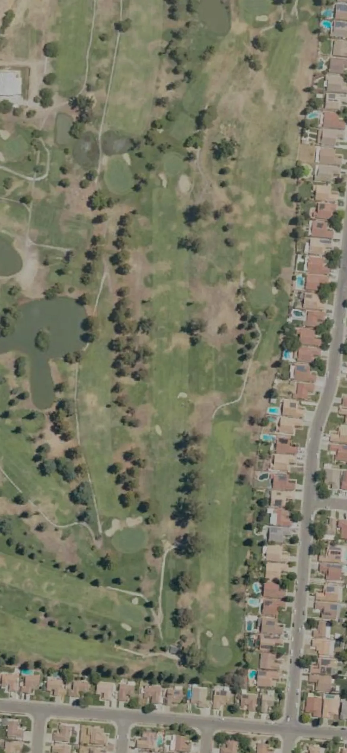 Rancho Del Rey GC hole 16 aerial preview, par 5, 517 yards