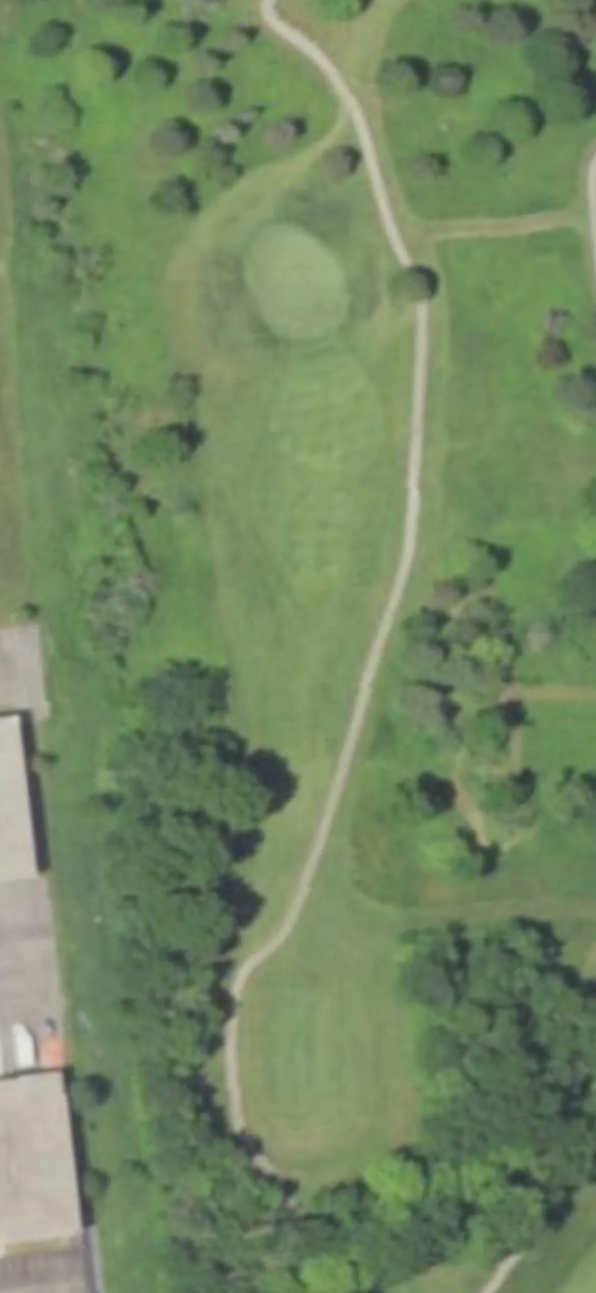 Oakwood Park Golf Course hole 13 aerial preview, par 3, 237 yards