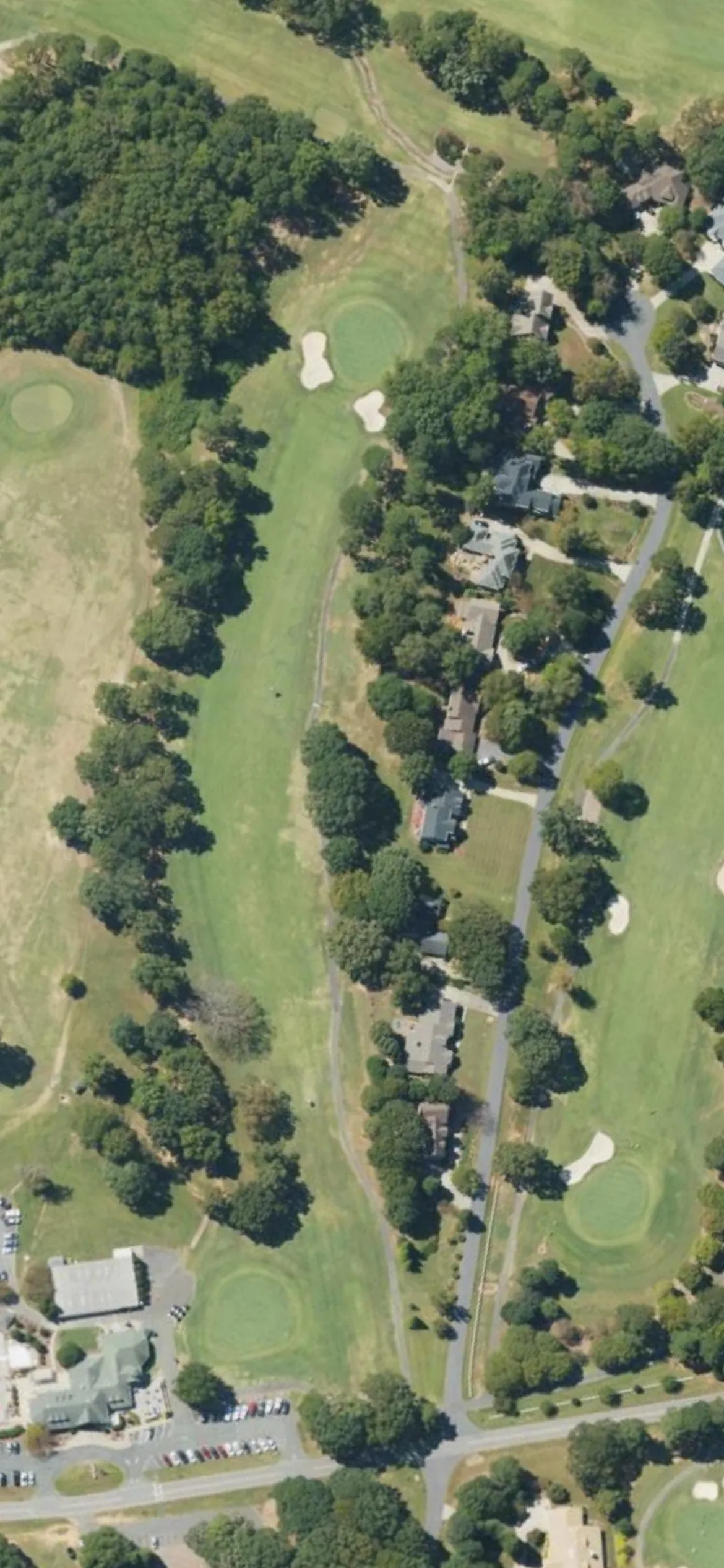 Cowans Ford CC hole 10 aerial preview, par 4, 441 yards