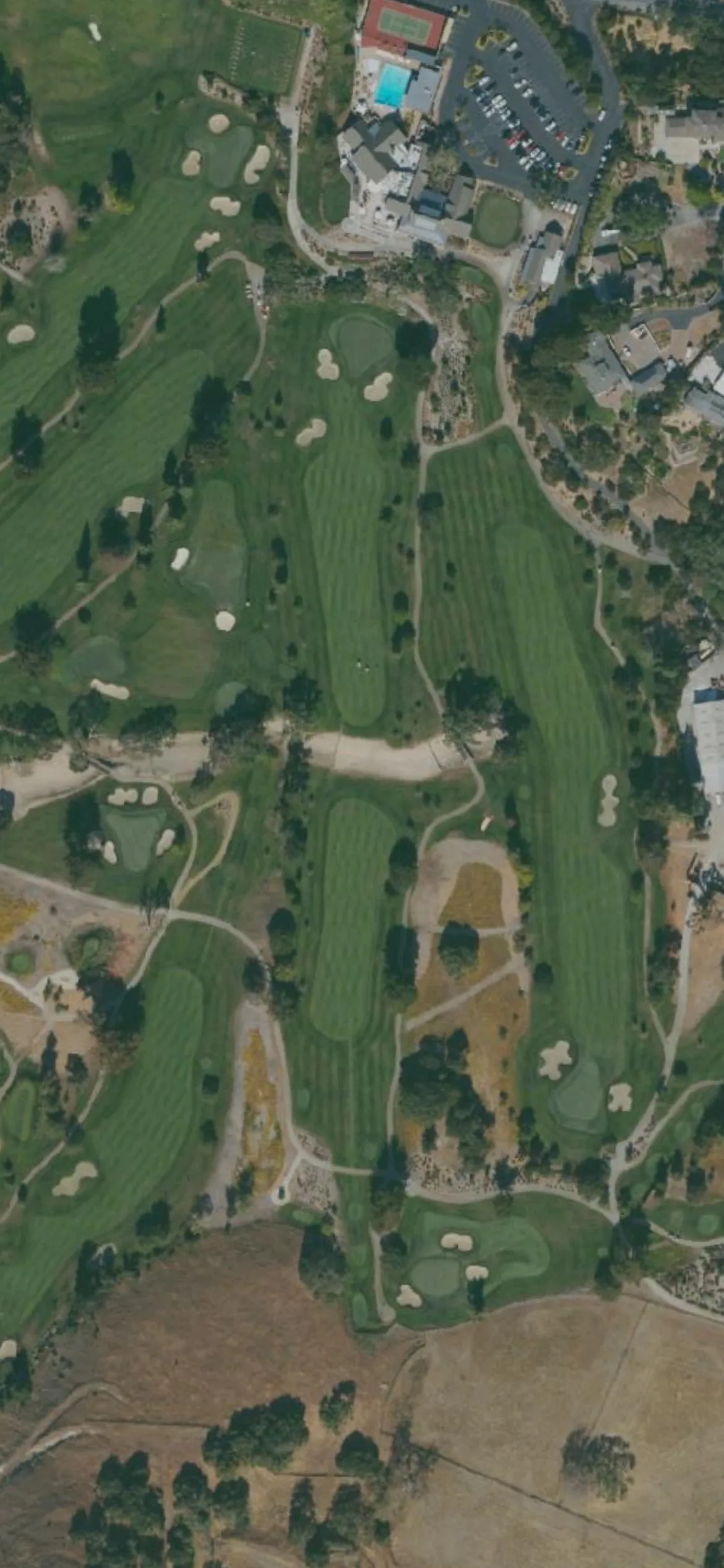 Corral de Tierra CC hole 9 aerial preview, par 4, 443 yards
