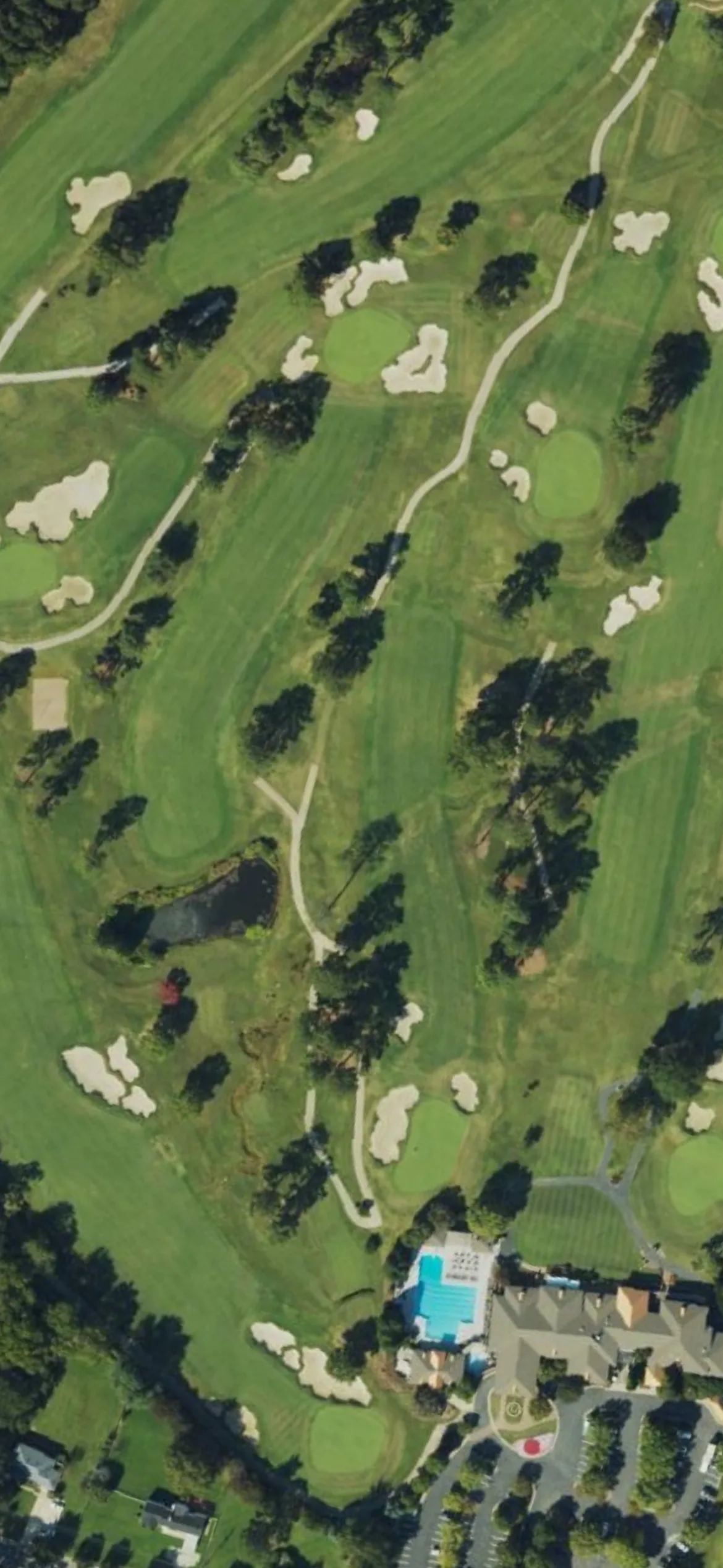Raleigh CC hole 16 aerial preview, par 4, 425 yards