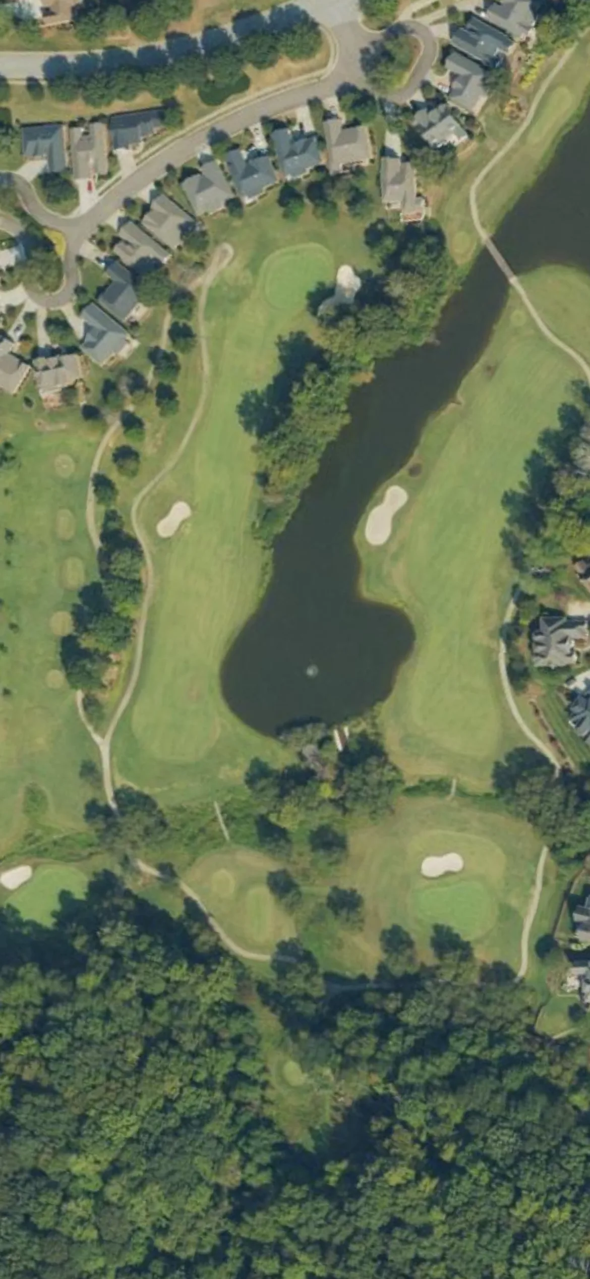 Salem Glen CC hole 16 aerial preview, par 4, 406 yards