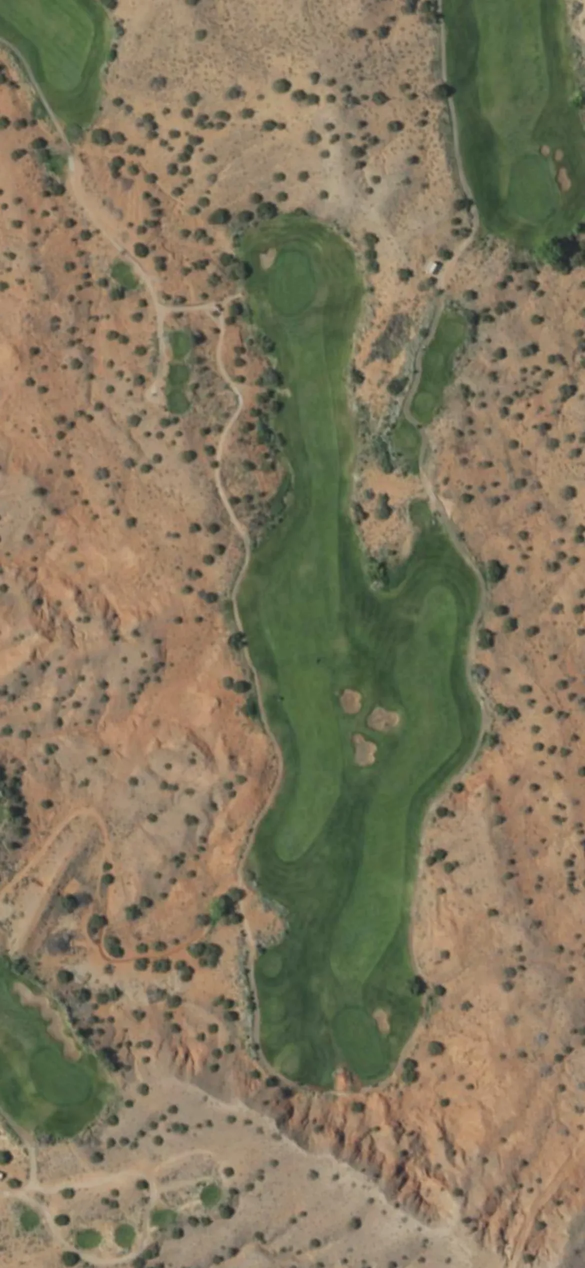 Twin Warriors GC hole 7 aerial preview, par 4, 489 yards