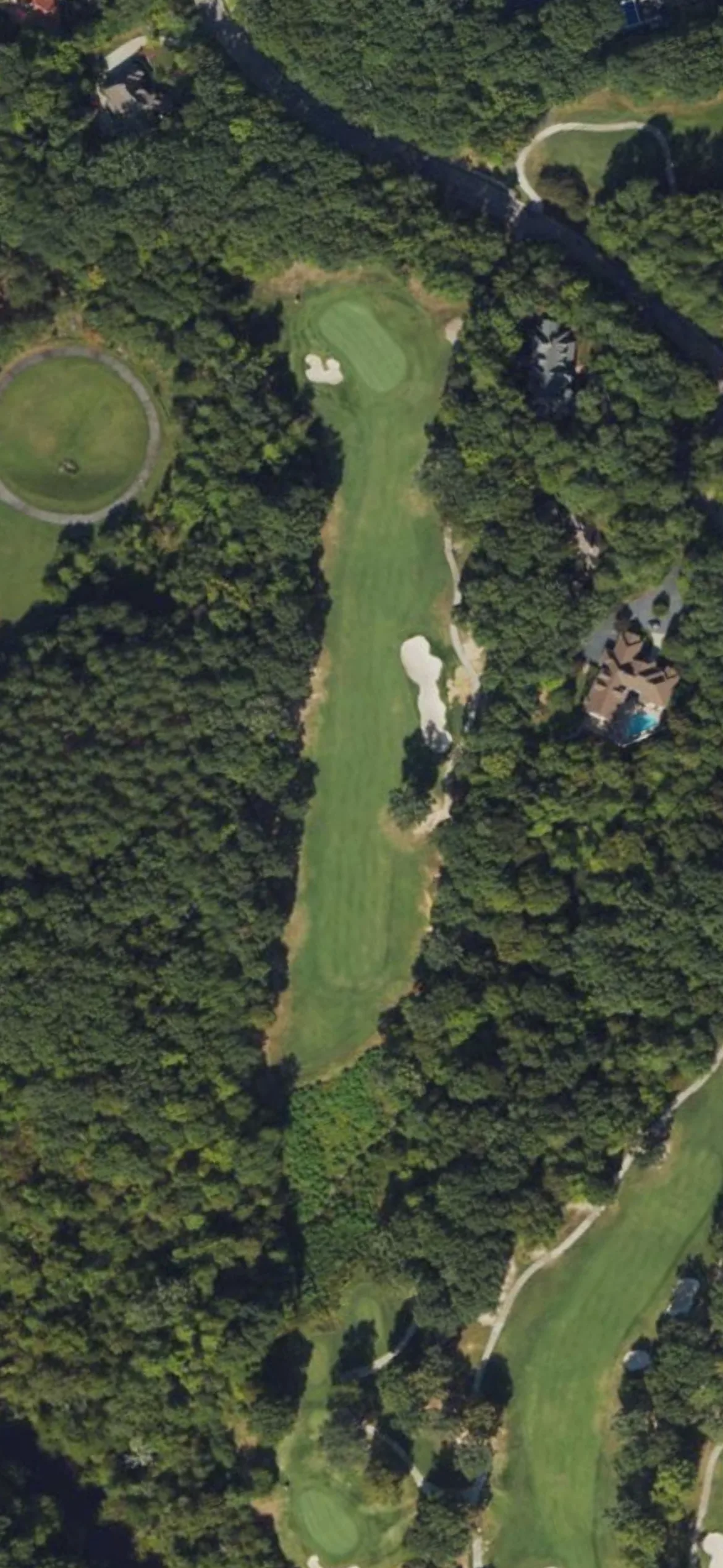 Treyburn CC hole 14 aerial preview, par 4, 448 yards