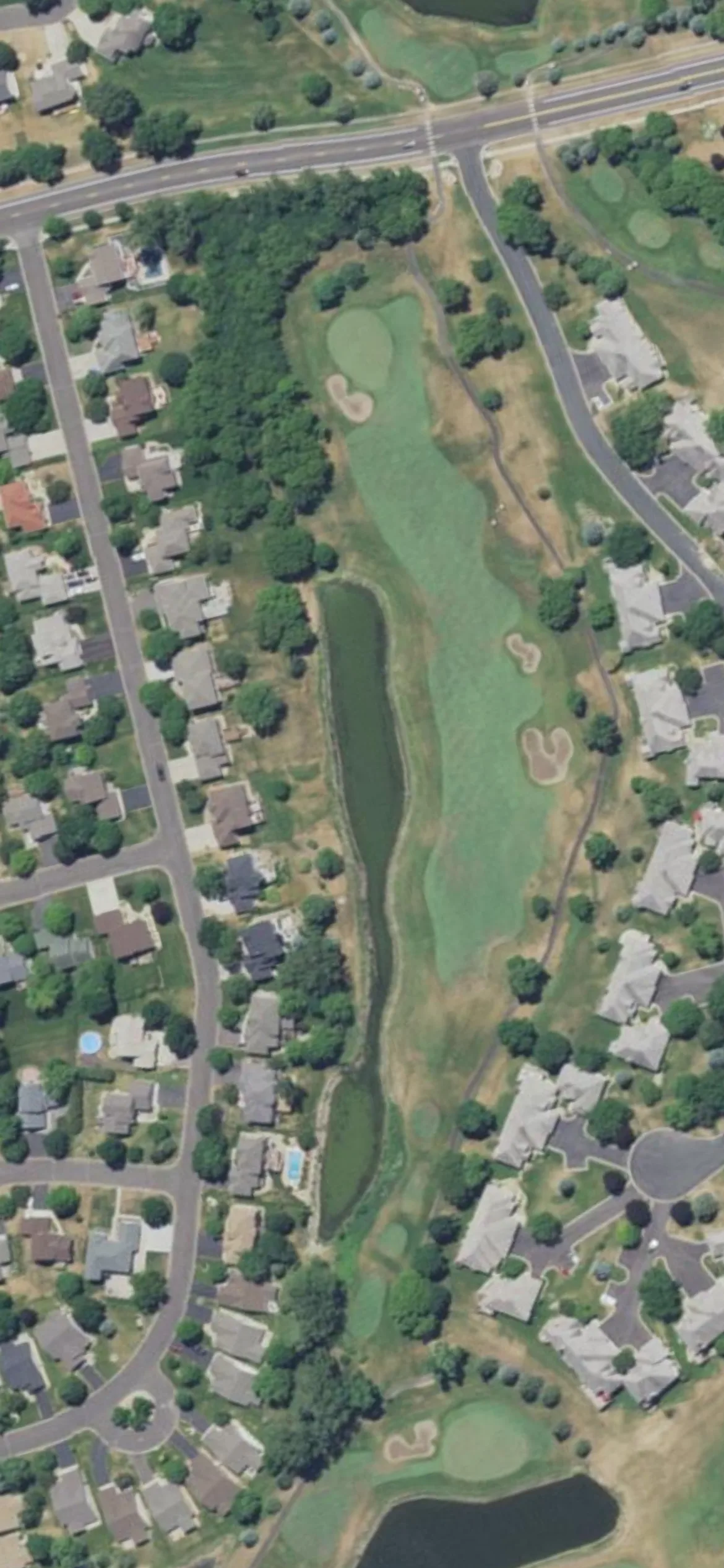 Edinburgh USA hole 7 aerial preview, par 4, 440 yards