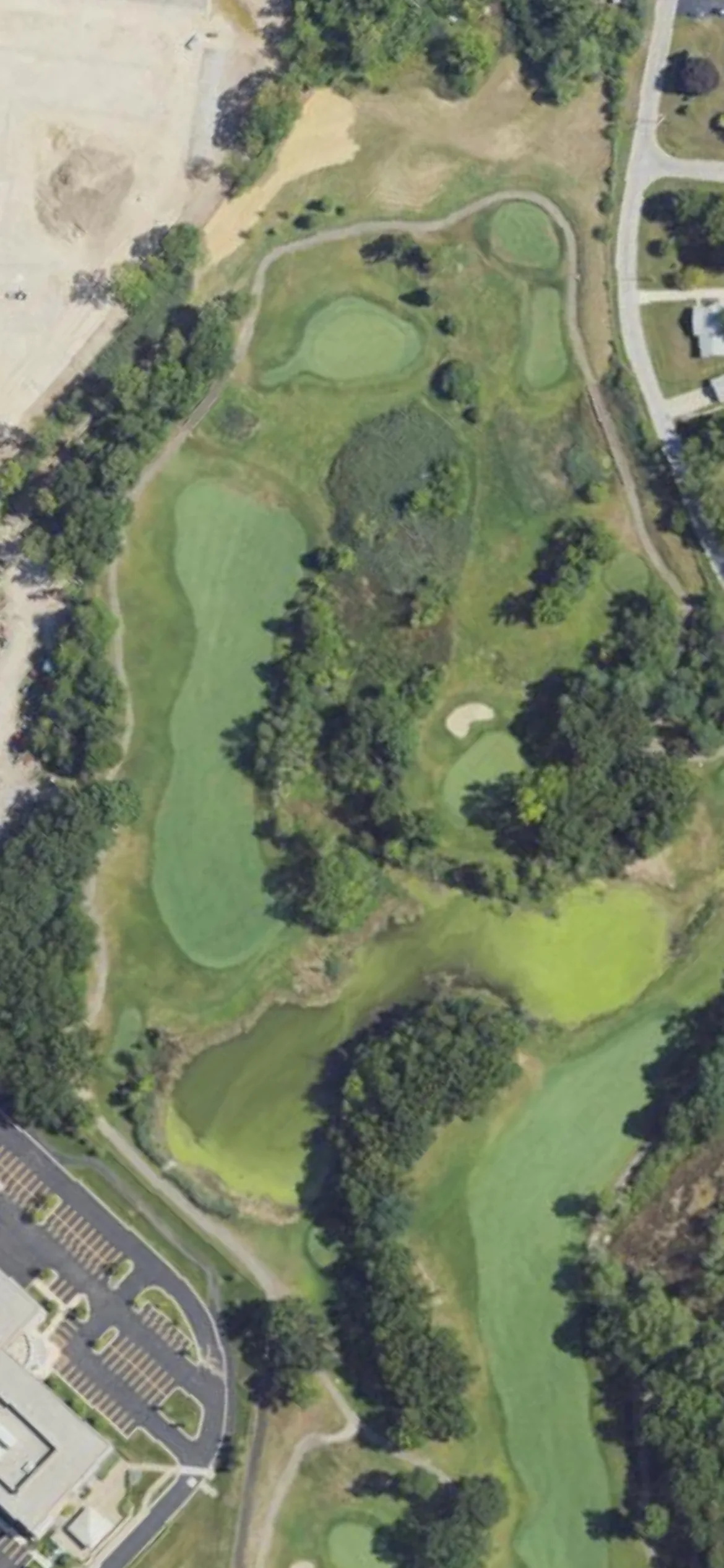 Fieldstone GC hole 13 aerial preview, par 4, 377 yards