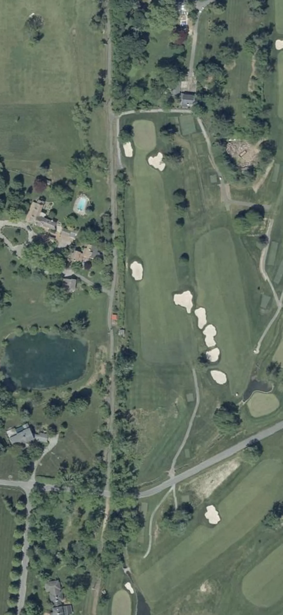 Green Spring Valley Hunt Club hole 13 aerial preview, par 4, 390 yards