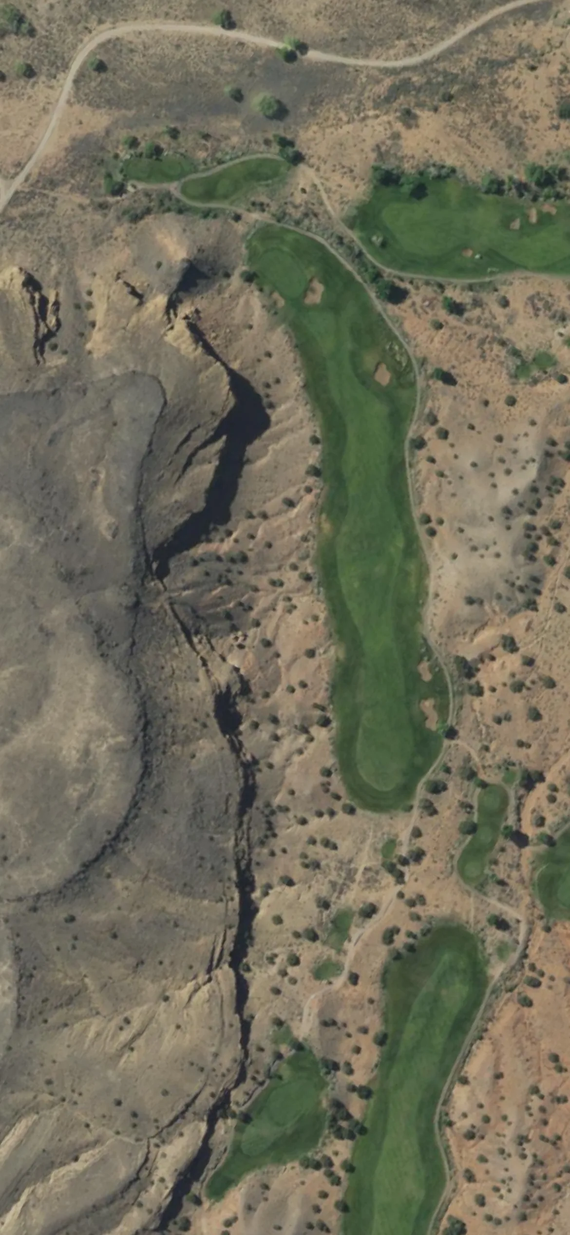 Twin Warriors GC hole 16 aerial preview, par 5, 648 yards