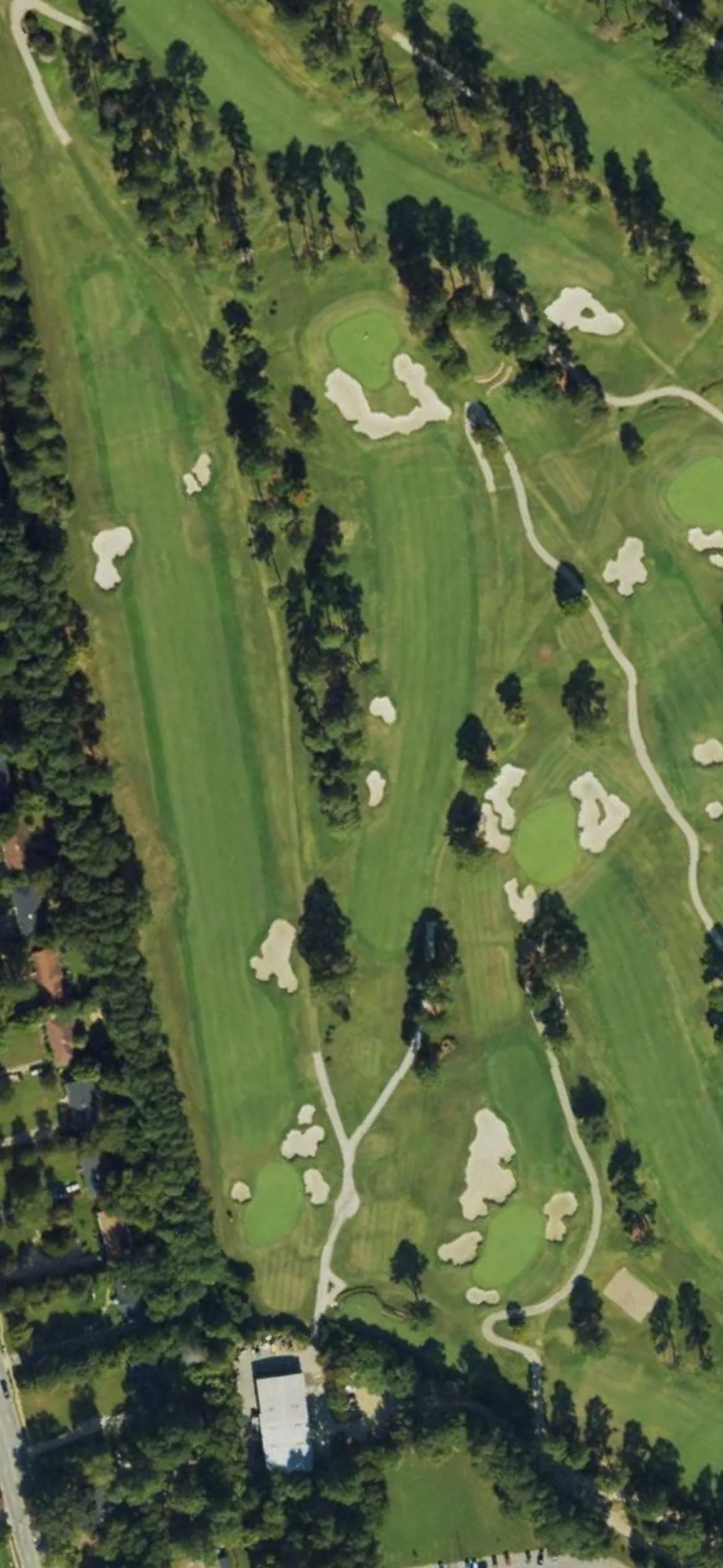 Raleigh CC hole 13 aerial preview, par 4, 417 yards