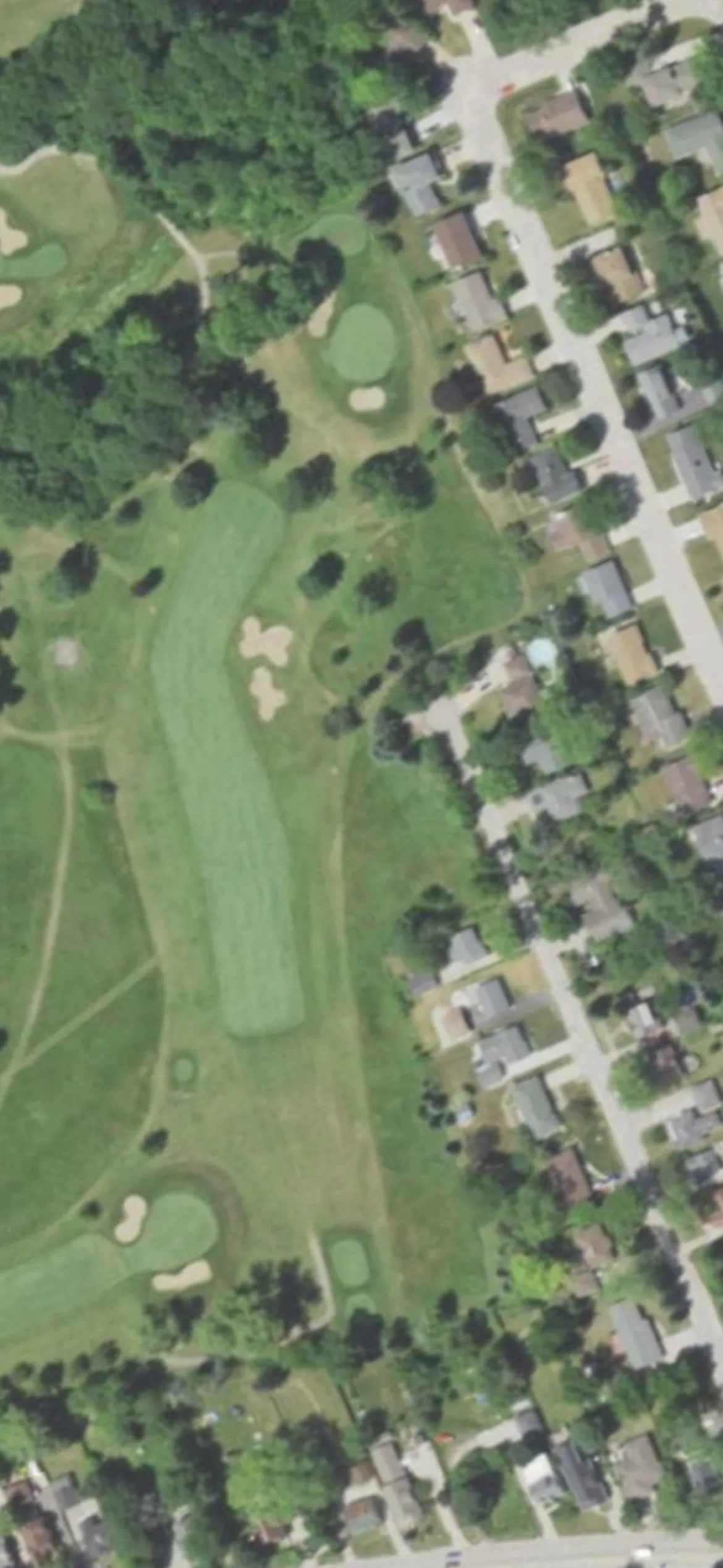 Meadowbrook Country Club hole 5 aerial preview, par 4, 381 yards