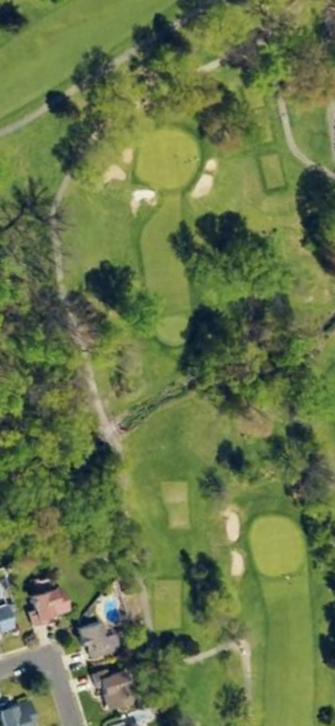 Bensalem Country Club hole 14 aerial preview, par 3, 219 yards