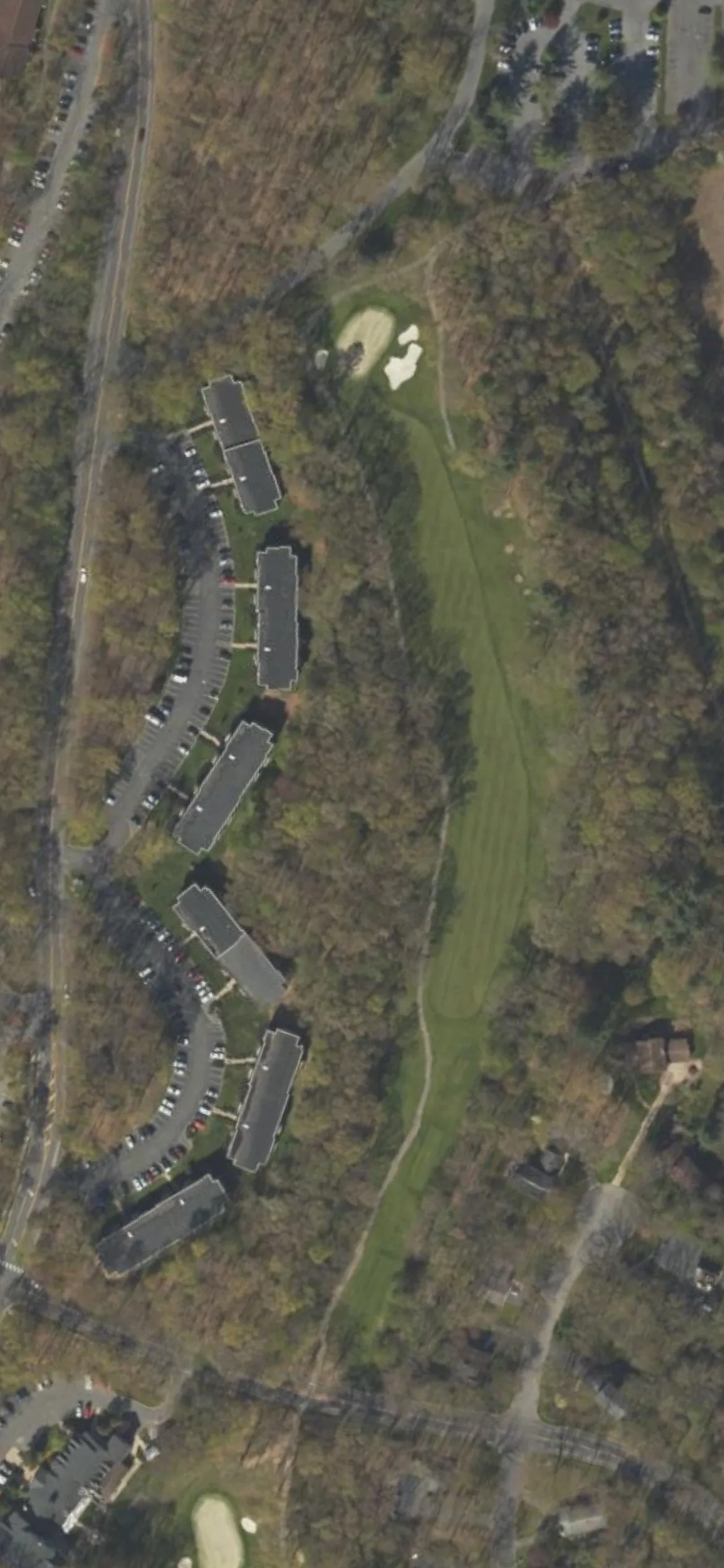 Toftrees Golf Resort hole 18 aerial preview, par 4, 438 yards