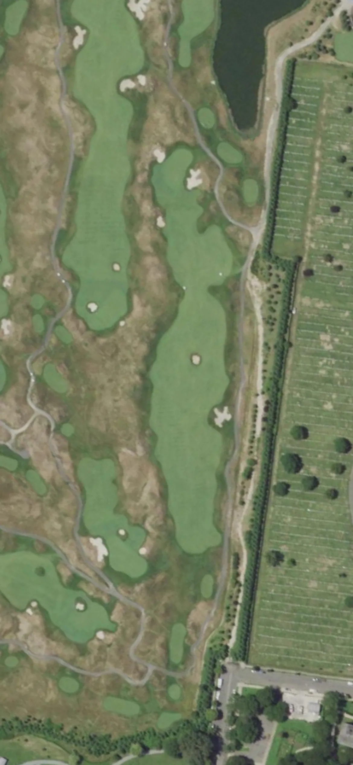 Bally's Golf Links at Ferry Point hole 6 aerial preview, par 4, 468 yards