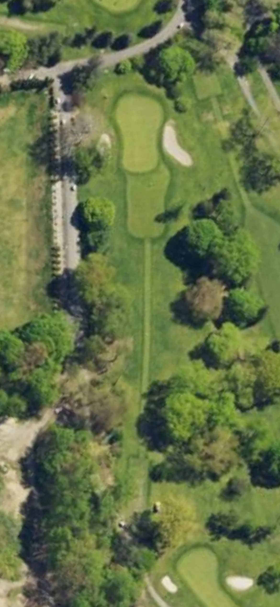 Bensalem Country Club hole 6 aerial preview, par 3, 196 yards