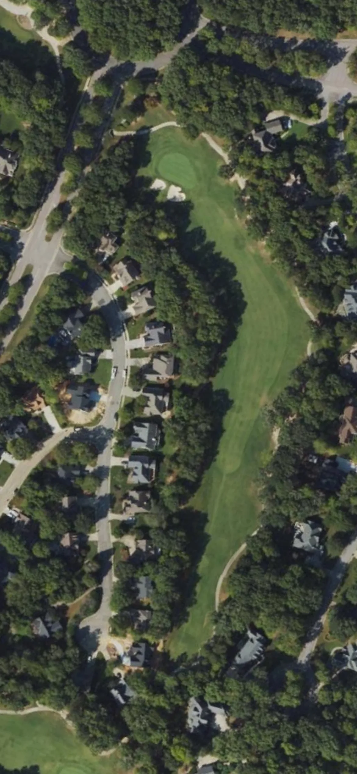Treyburn CC hole 6 aerial preview, par 4, 397 yards